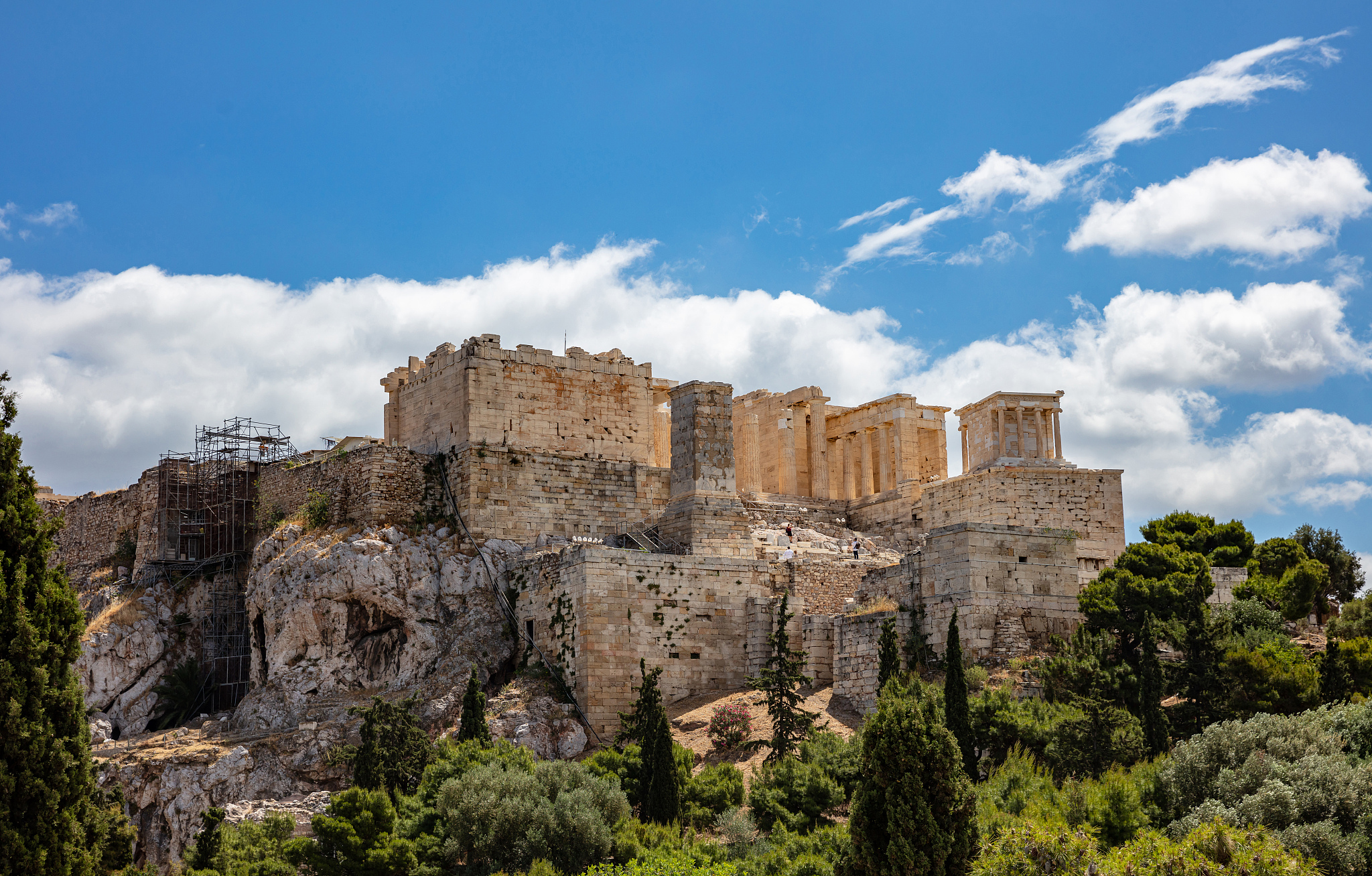 acropolis of athens, view from areopagus hill in greece