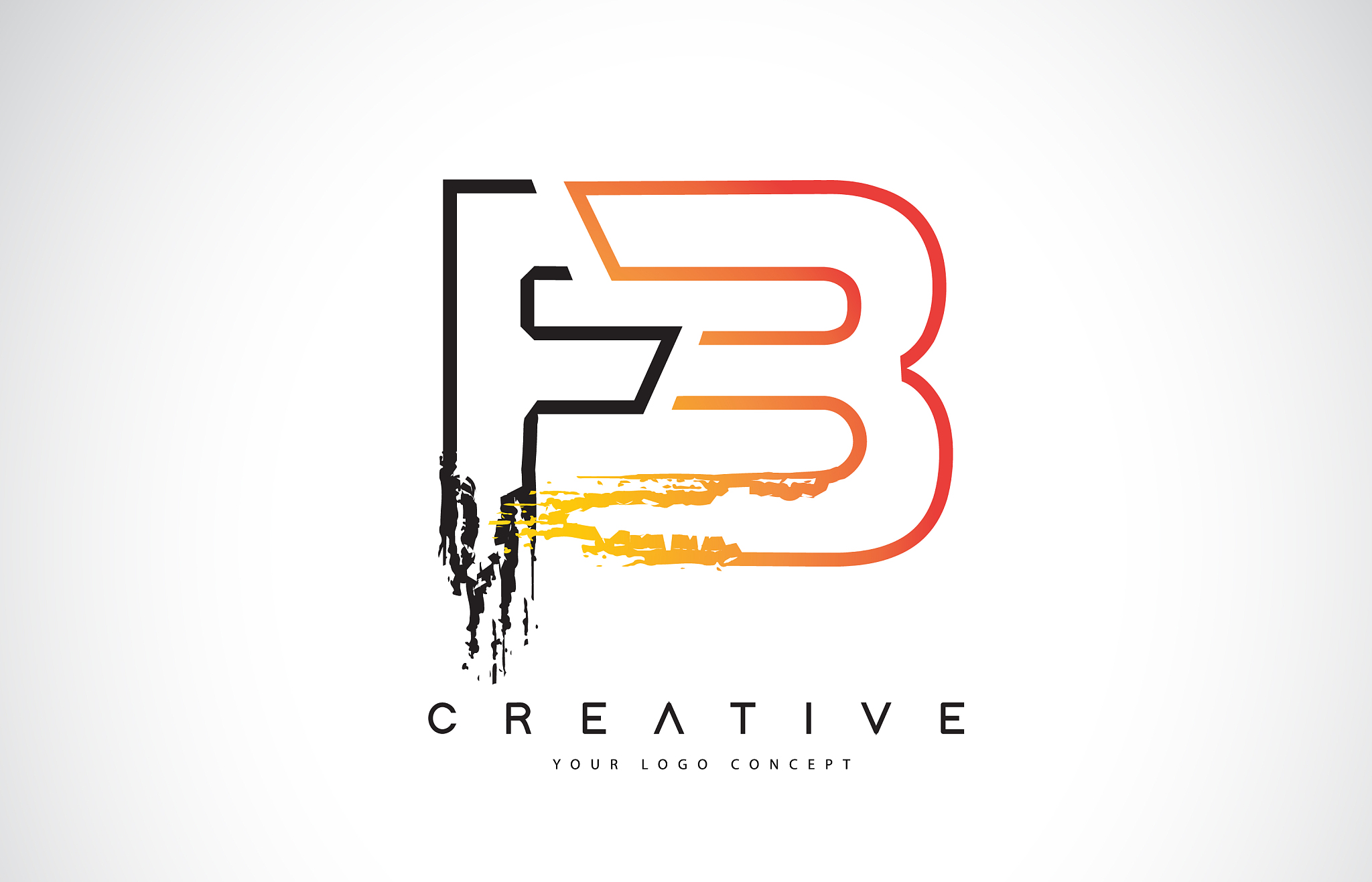 fb f b creative modern logo design with orange
