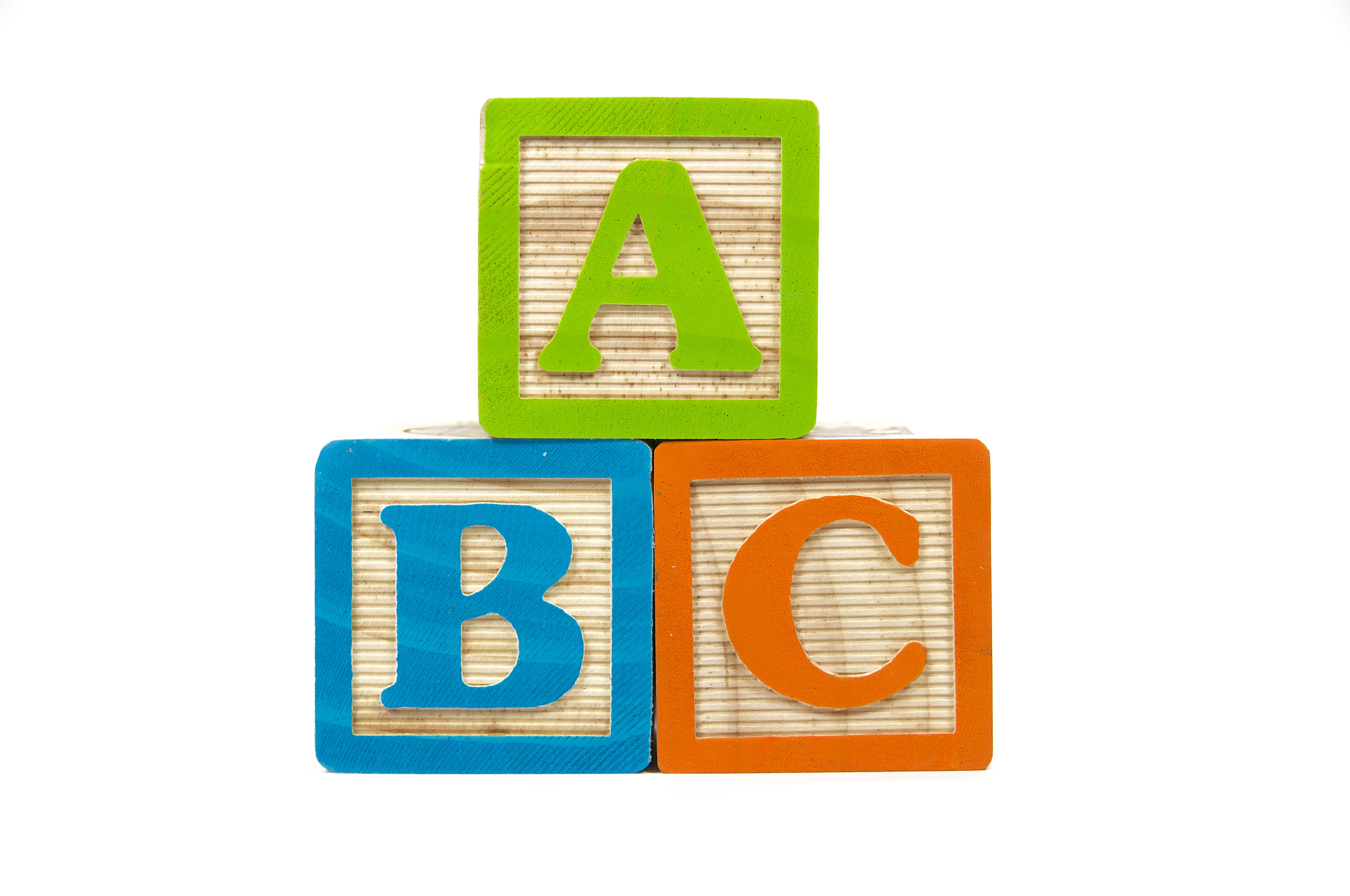 blocks spelling out a b c
