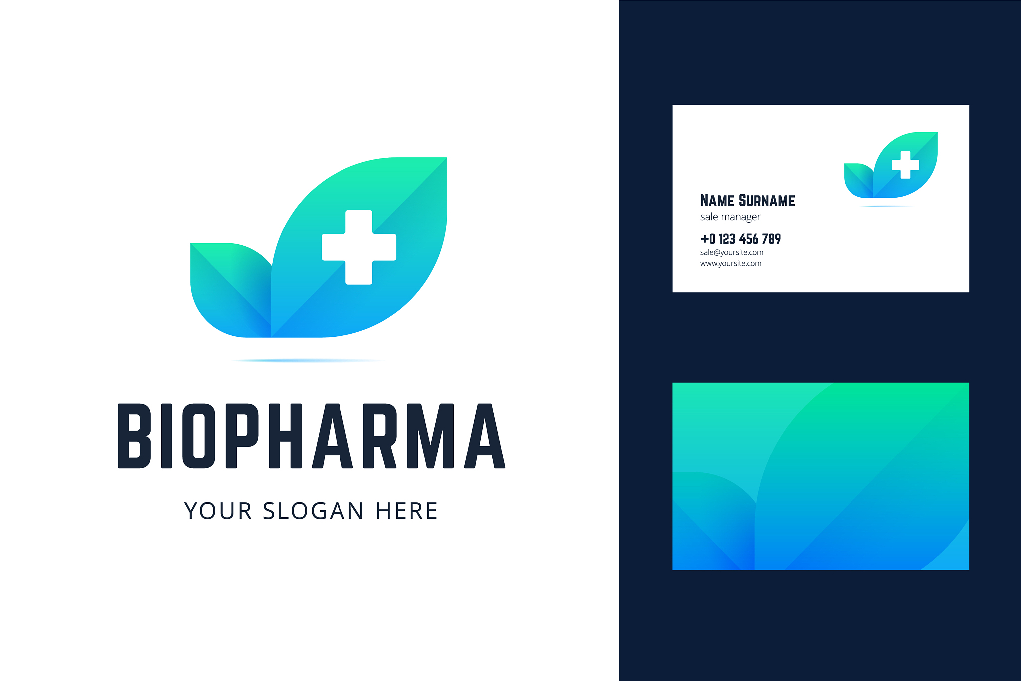 logo and business card template with leafs and