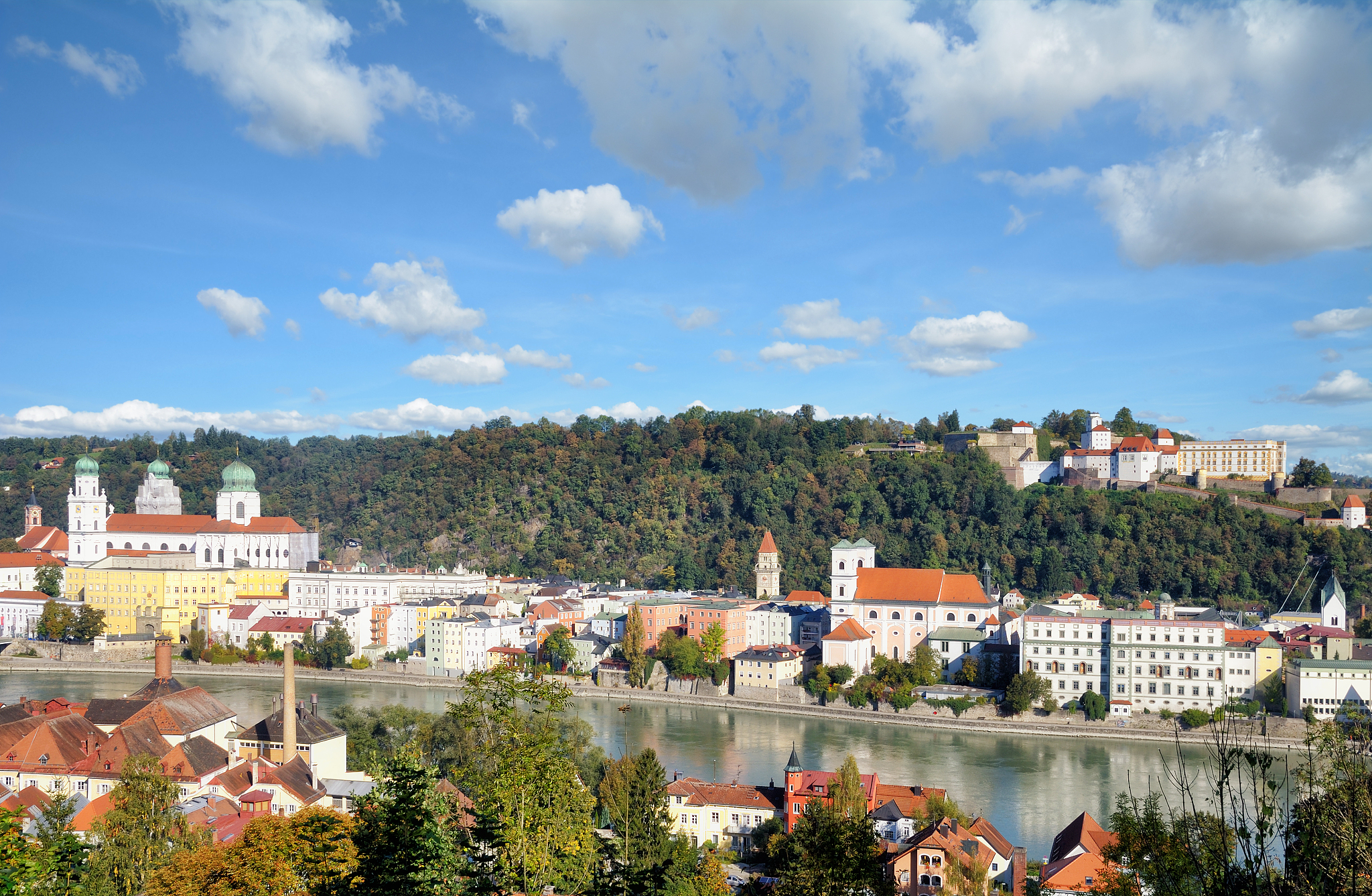 passau in bavarian forest at danube river,lower bavaria,germany