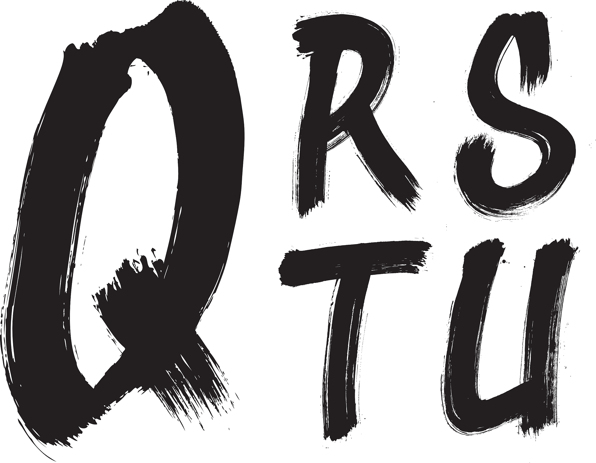 detailed hand written brush font type alphabet