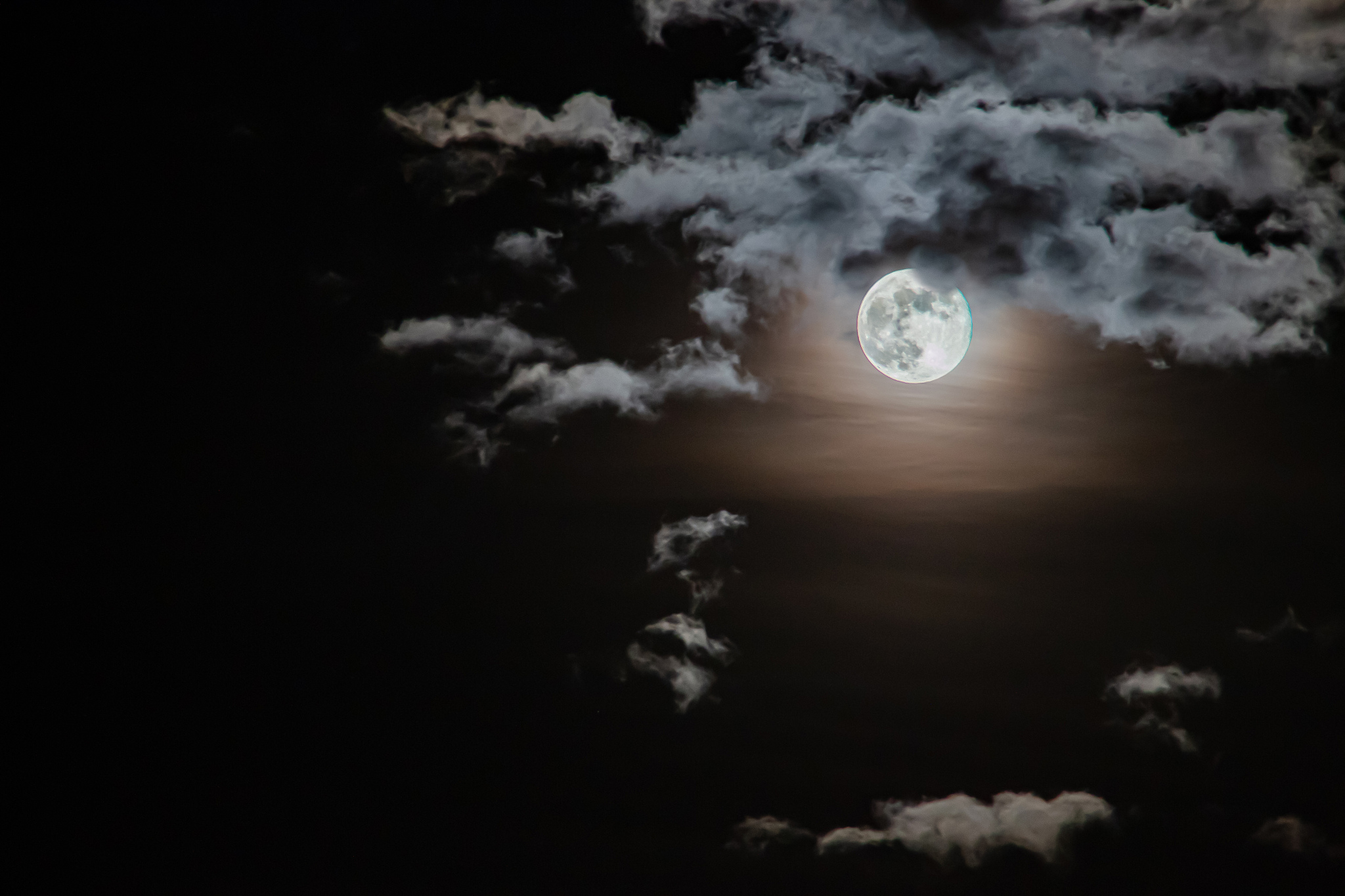 full moon and cloudy sky.