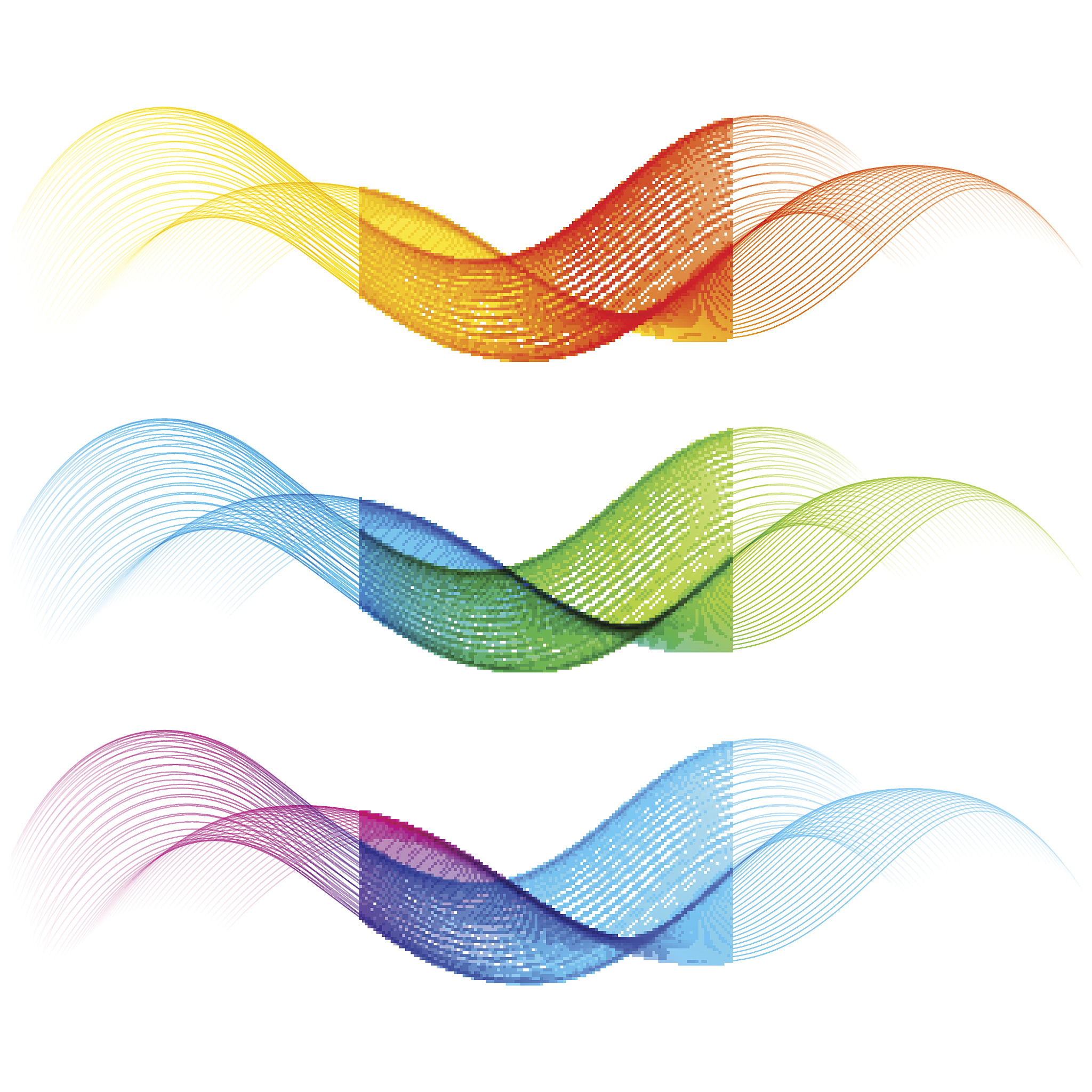 set of color curve lines