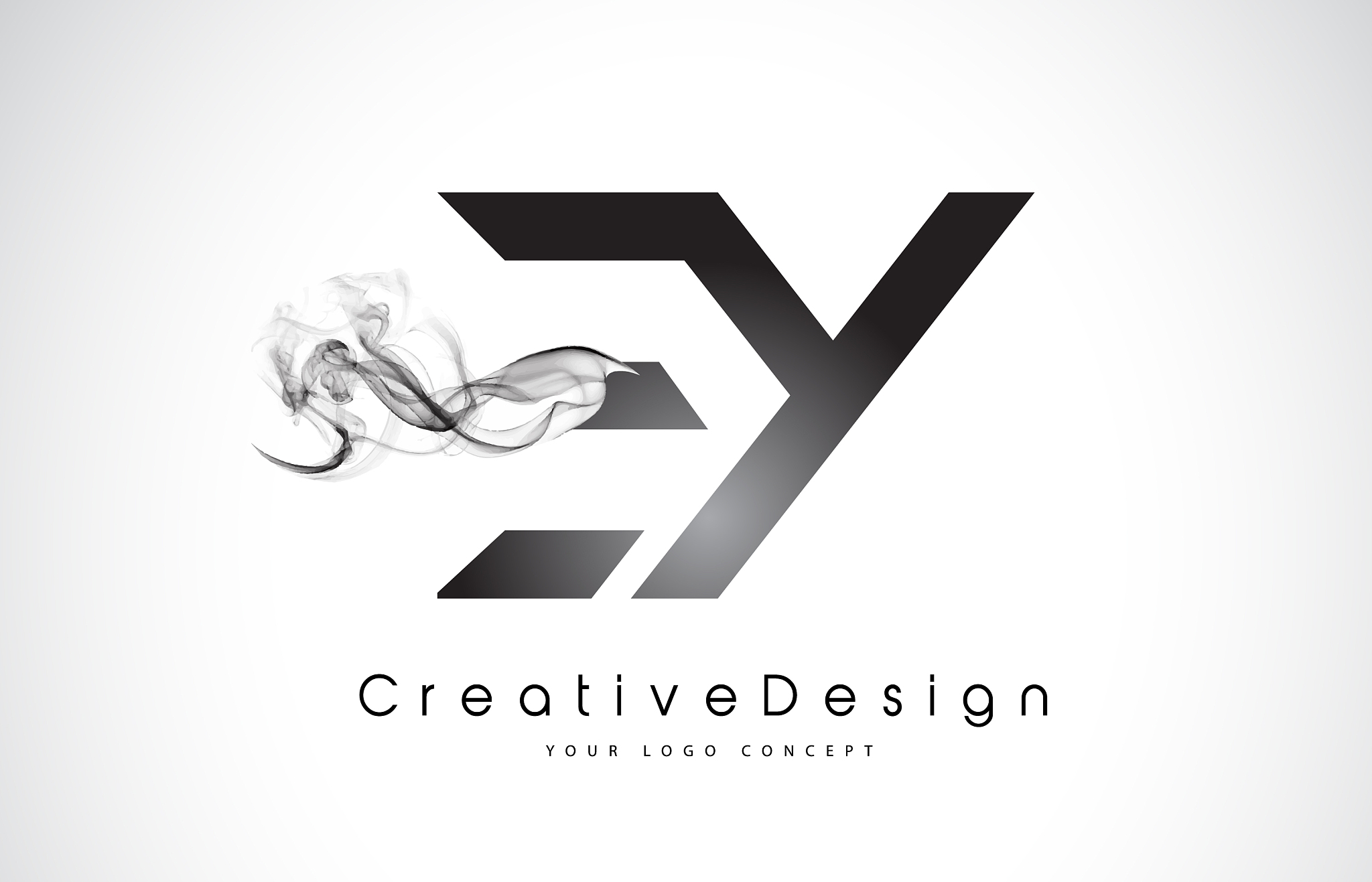 ey letter logo design with black smoke
