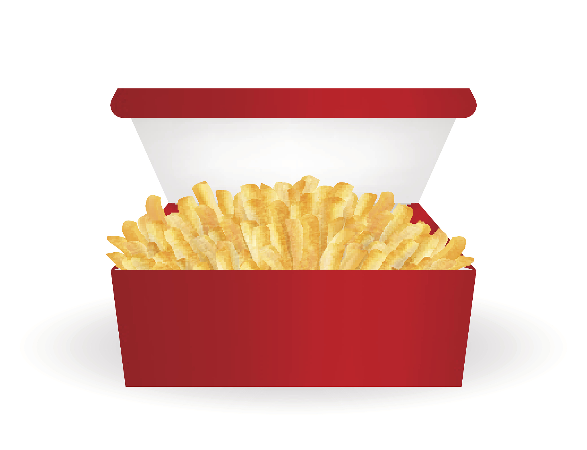 real french fries in a red box package vector