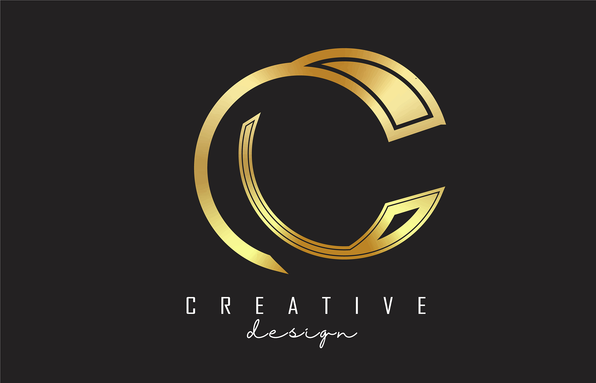 golden c letter logo with monogram design graphic
