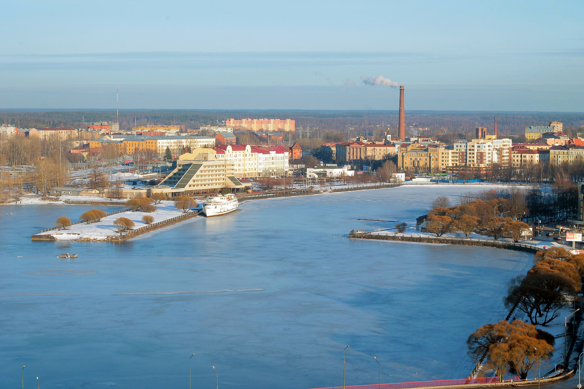 view of vyborg from tower in the spring