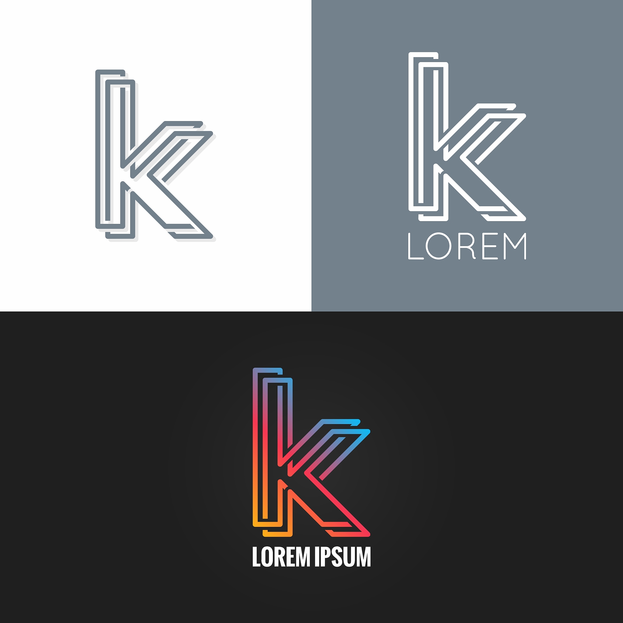 letter k logo alphabet design icon set background