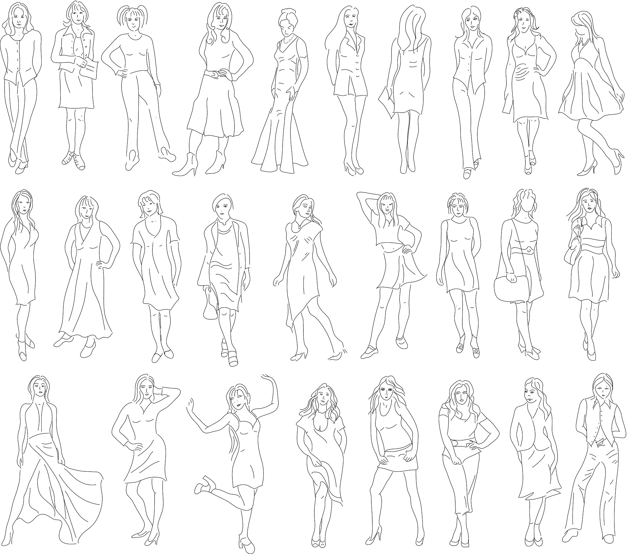 绘画教程：女性战斗姿态动作模板