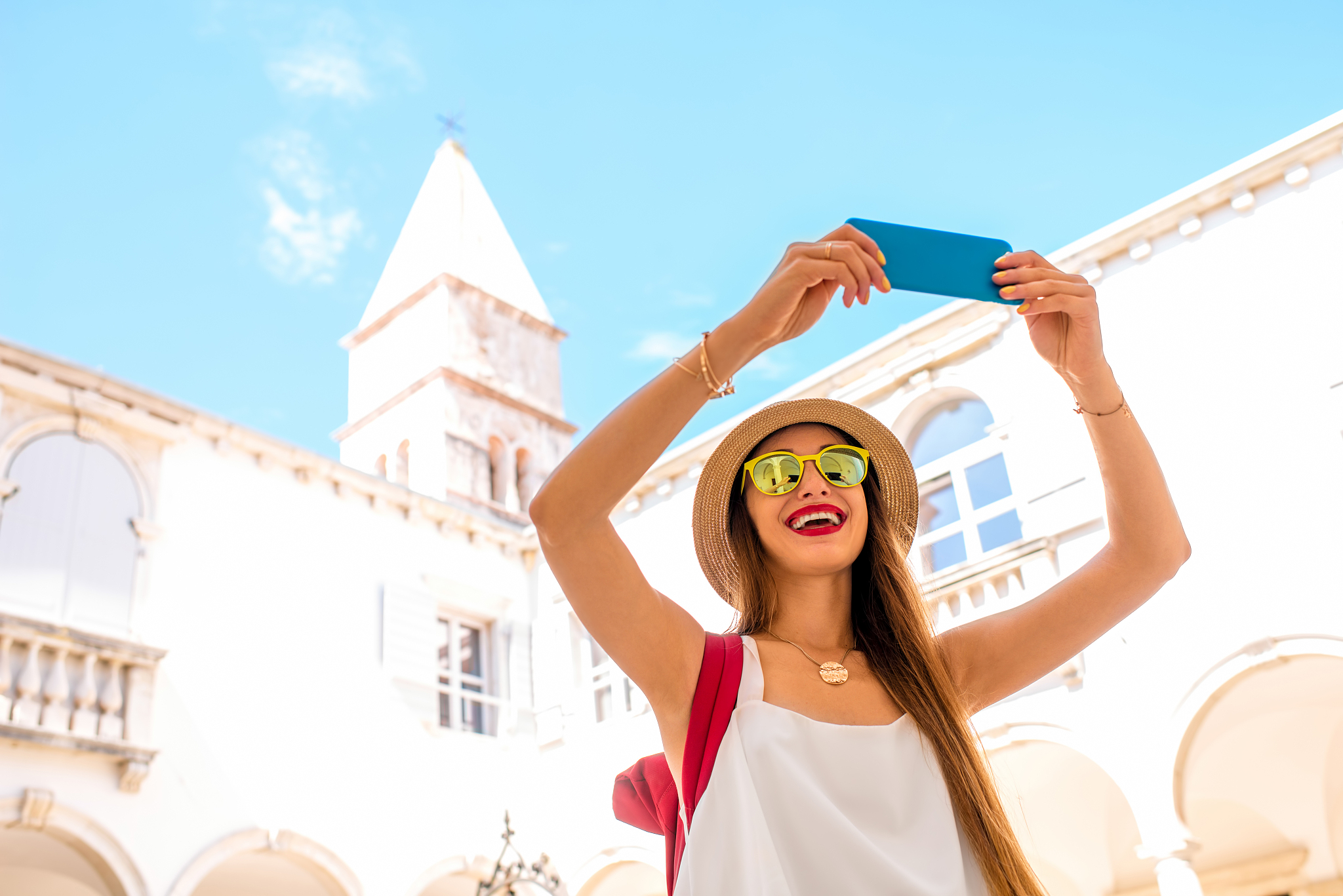 woman traveling in piran town