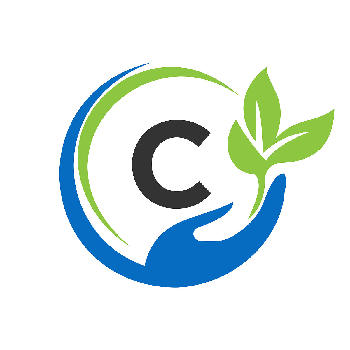 亲手设计字母c的标志.c医疗保健,带手部标志的基金会