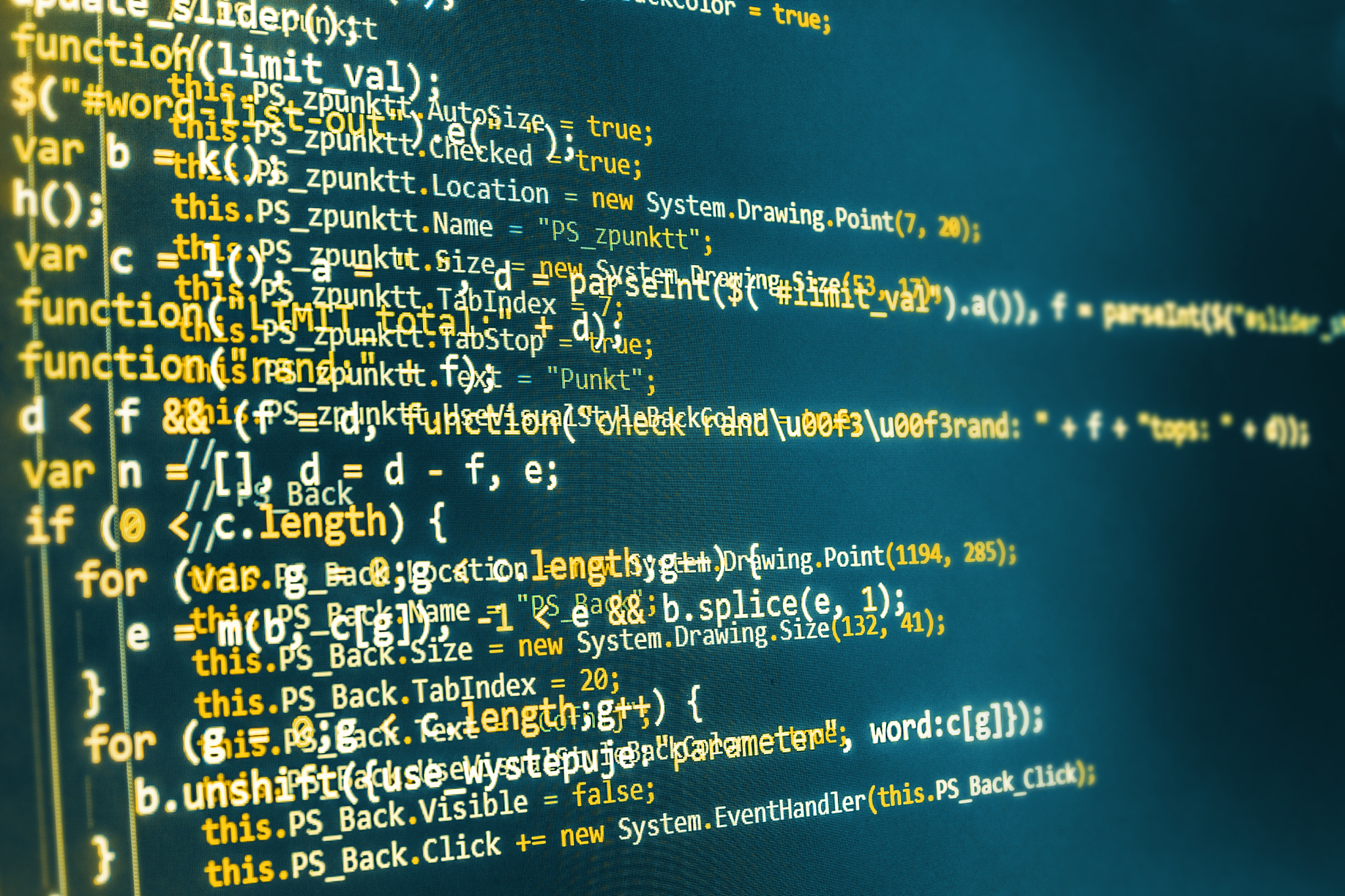 software developer programming code on computer