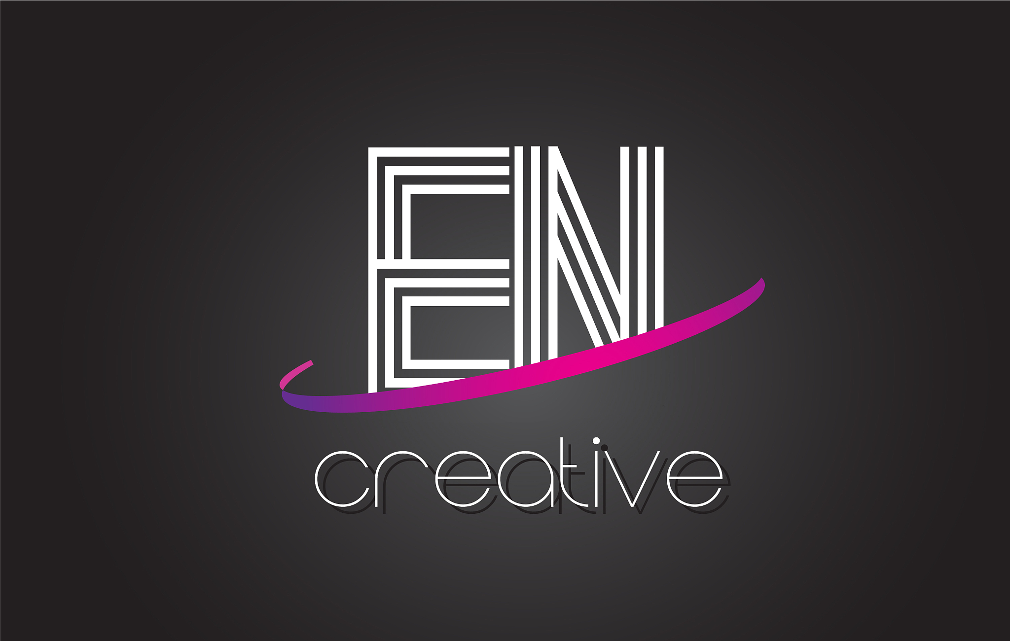 en e n letter logo with lines design and purple