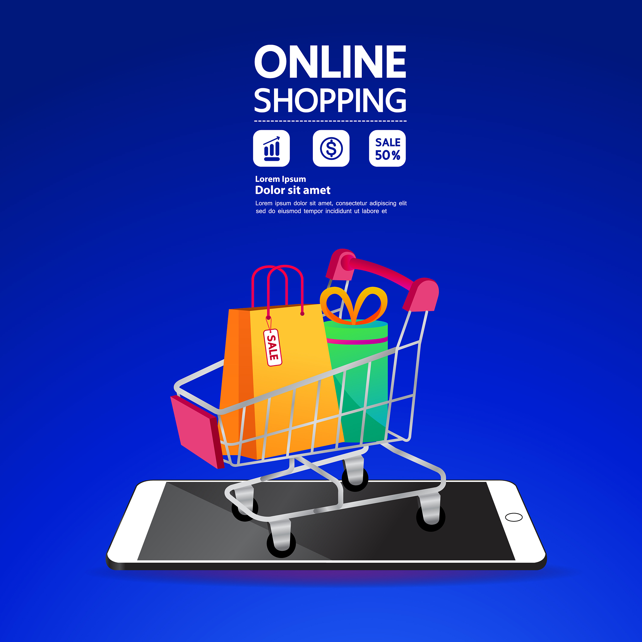 shopping online on website or mobile application