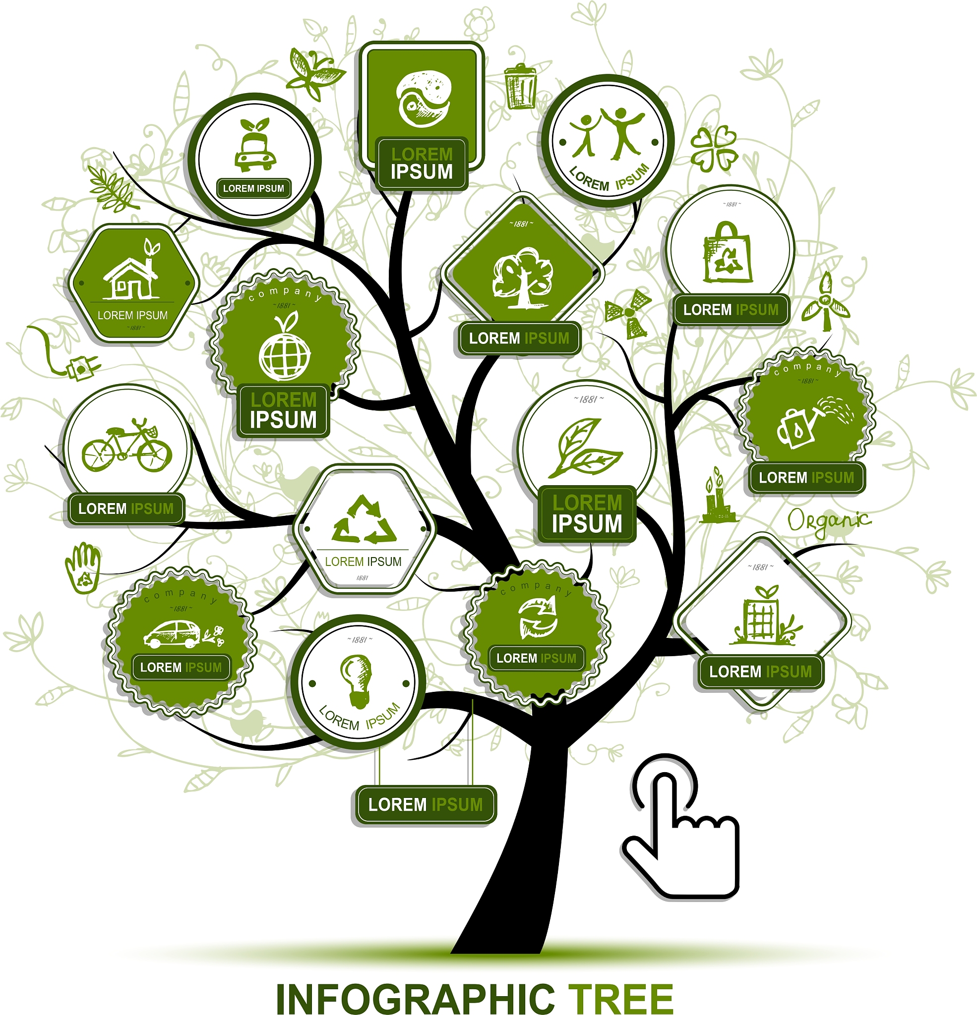 infographic concept - tree with ecology icons for