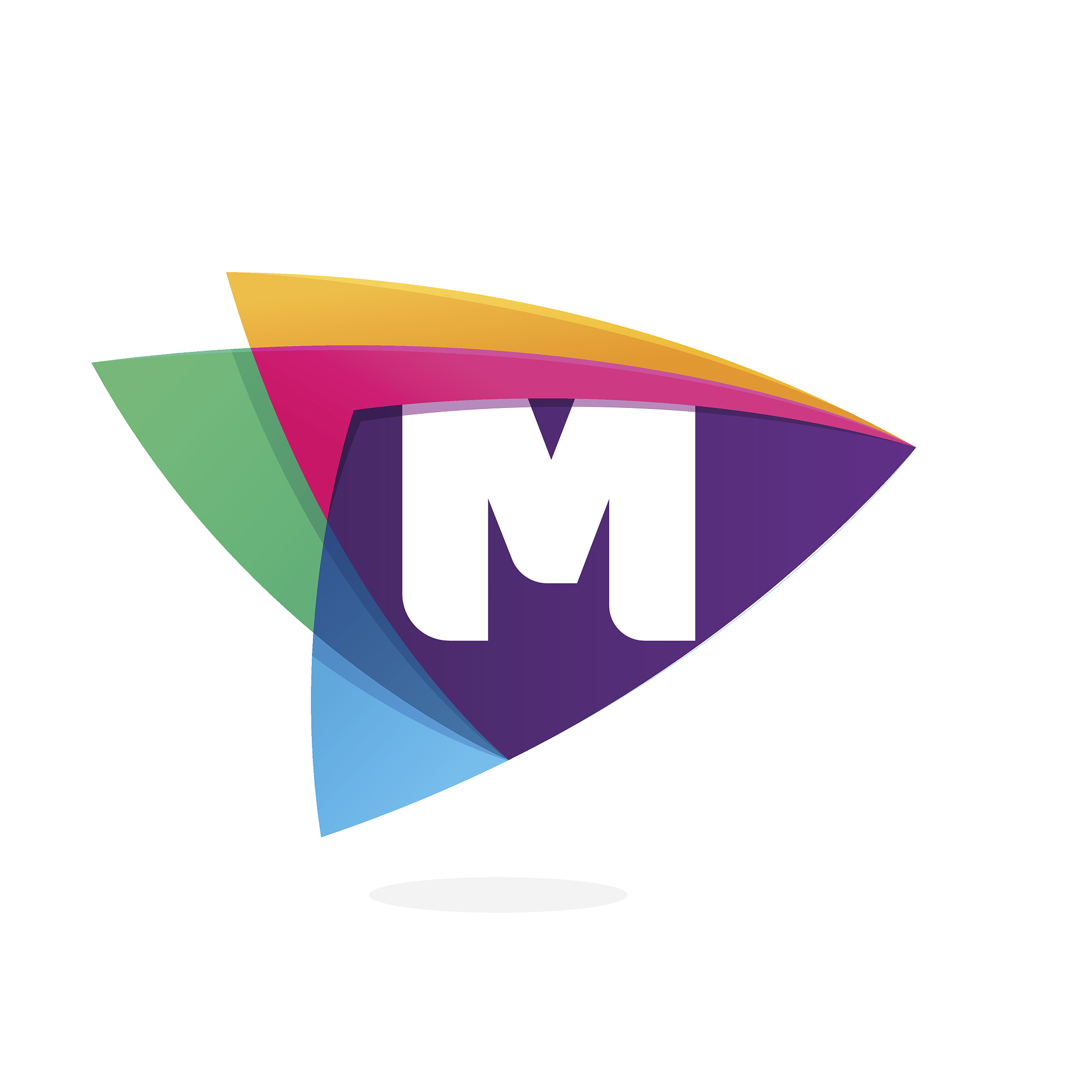 letter m in triangle intersection icon.