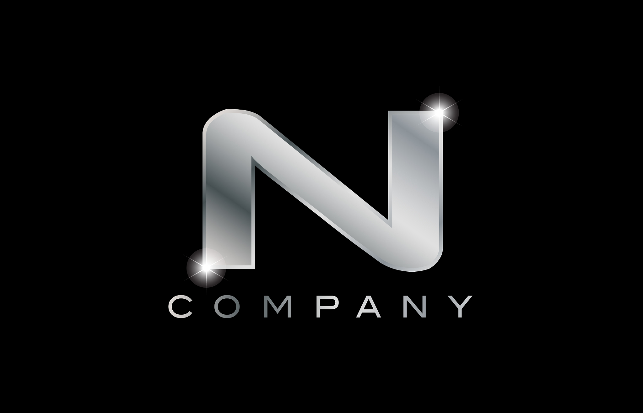 n silver metal letter company design logo