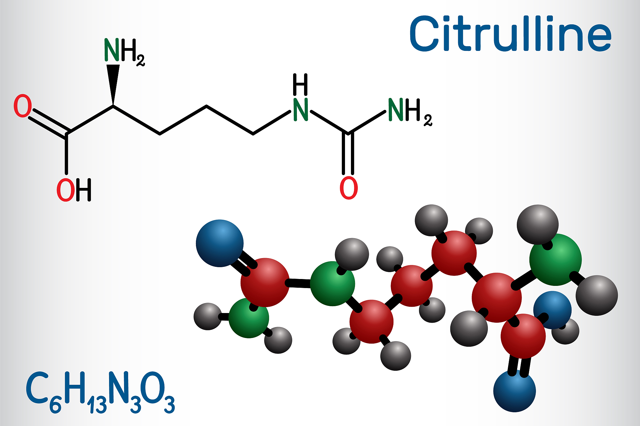 citrulline c6h13n3o3, alpha amino acid molecule. structural chem