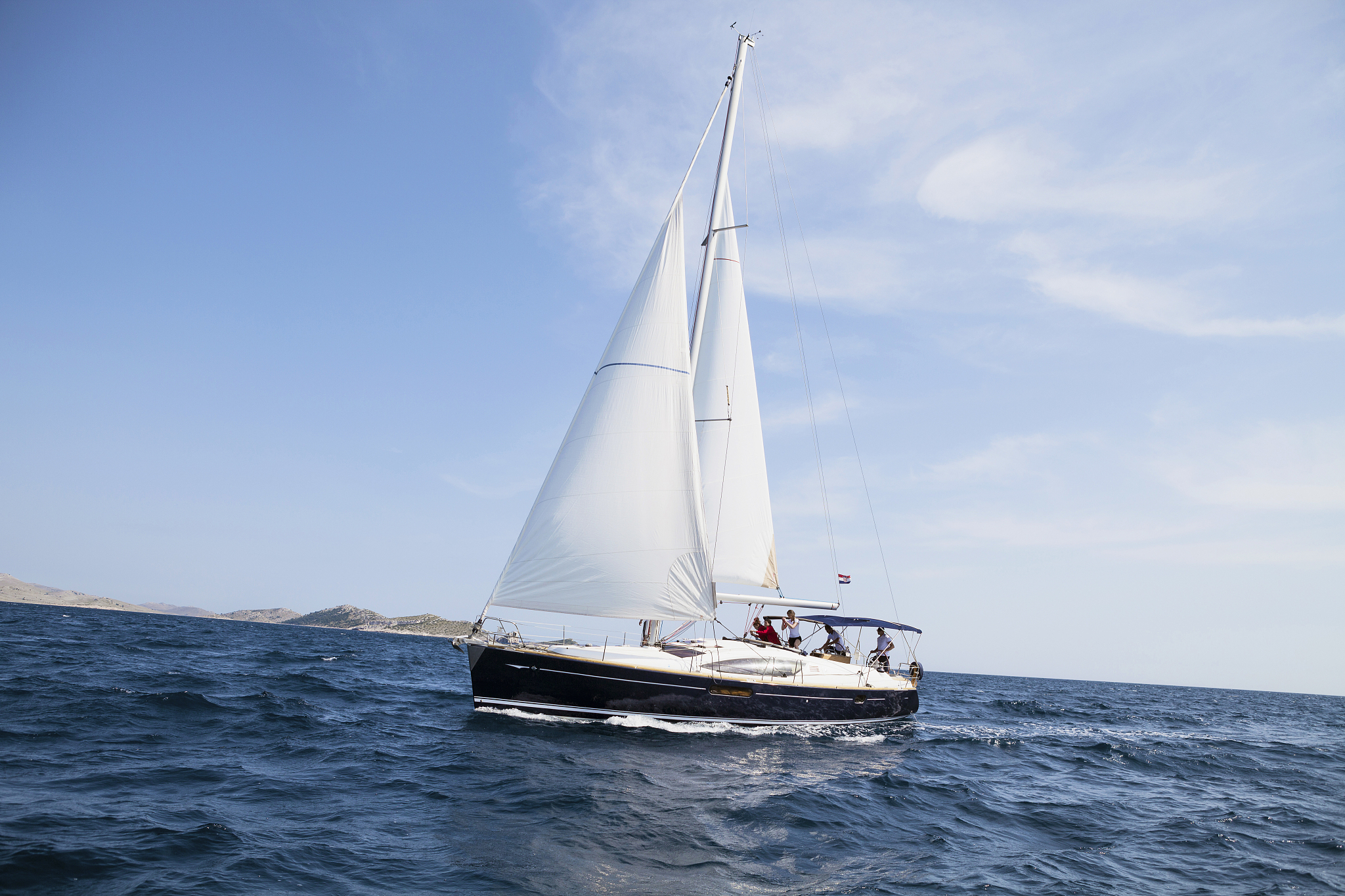 view of adriatic sea with sailship