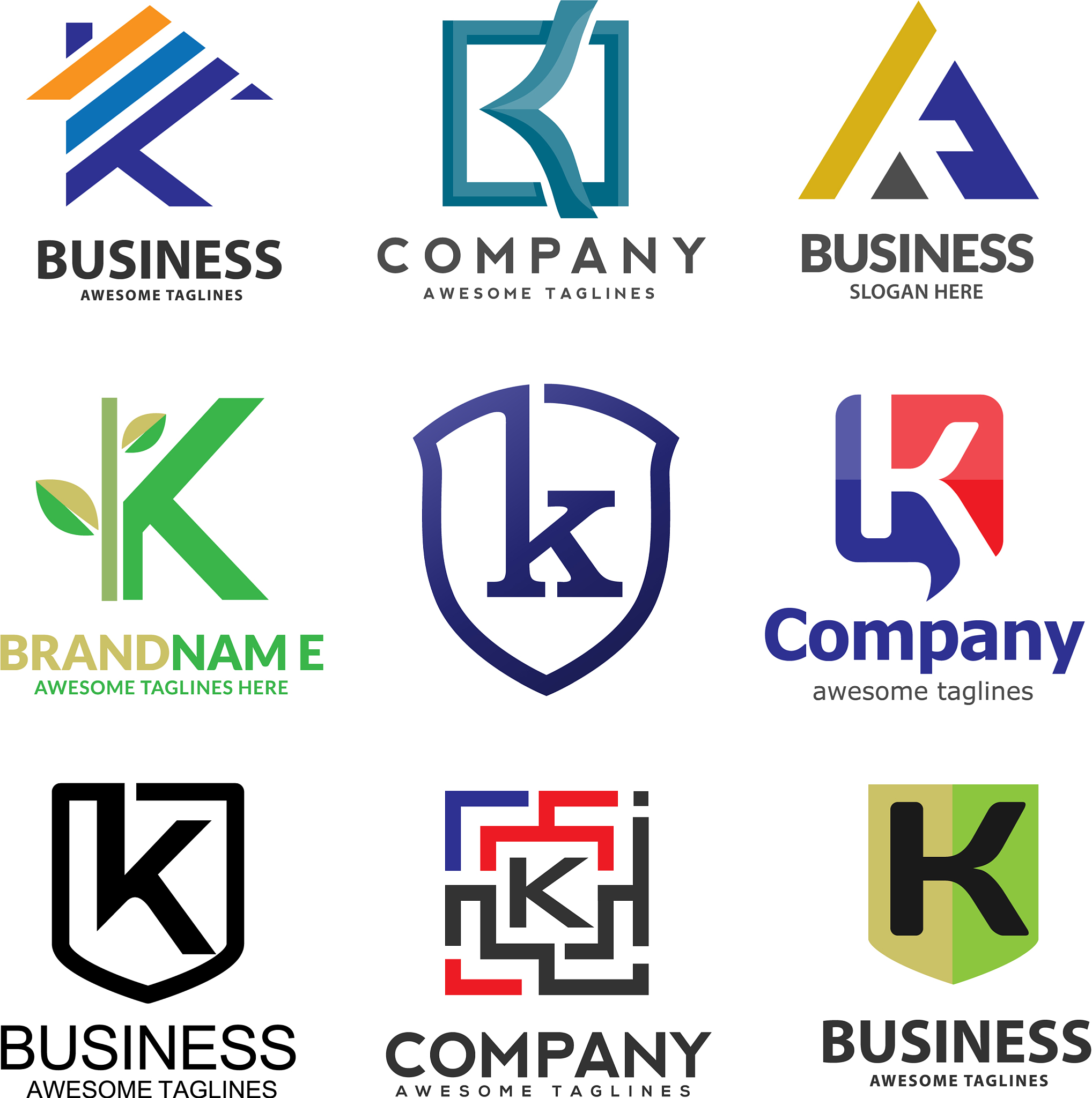 letter k logo set design