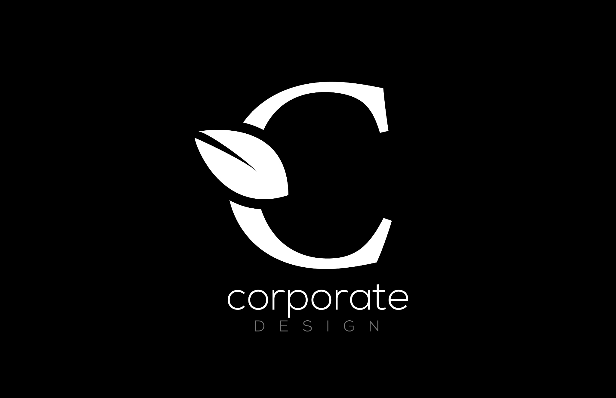 black and white c letter alphabet leaf logo icon