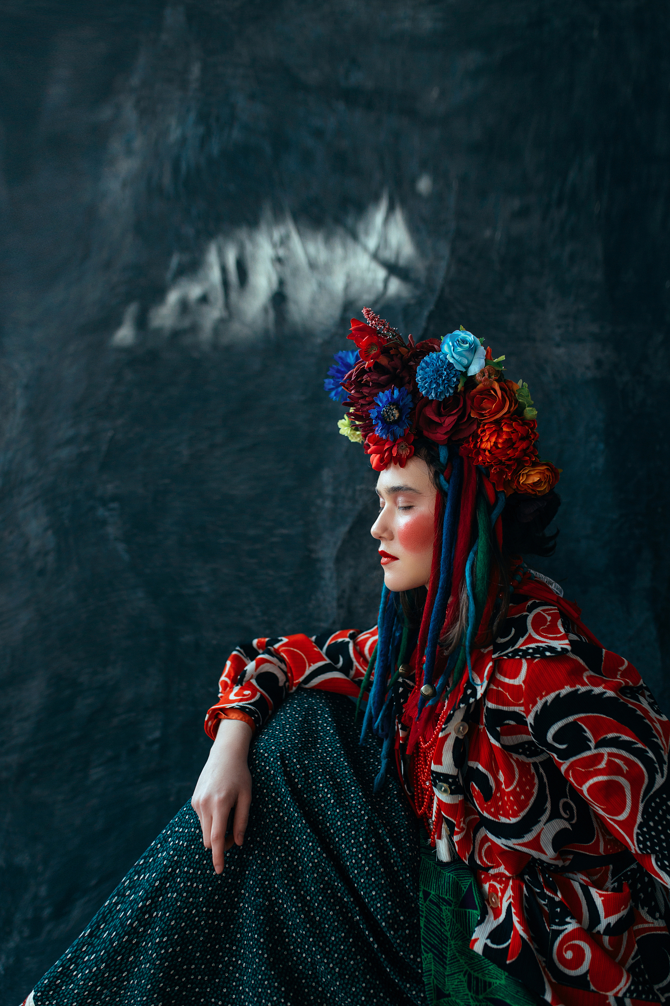 young woman with flowers in her hair