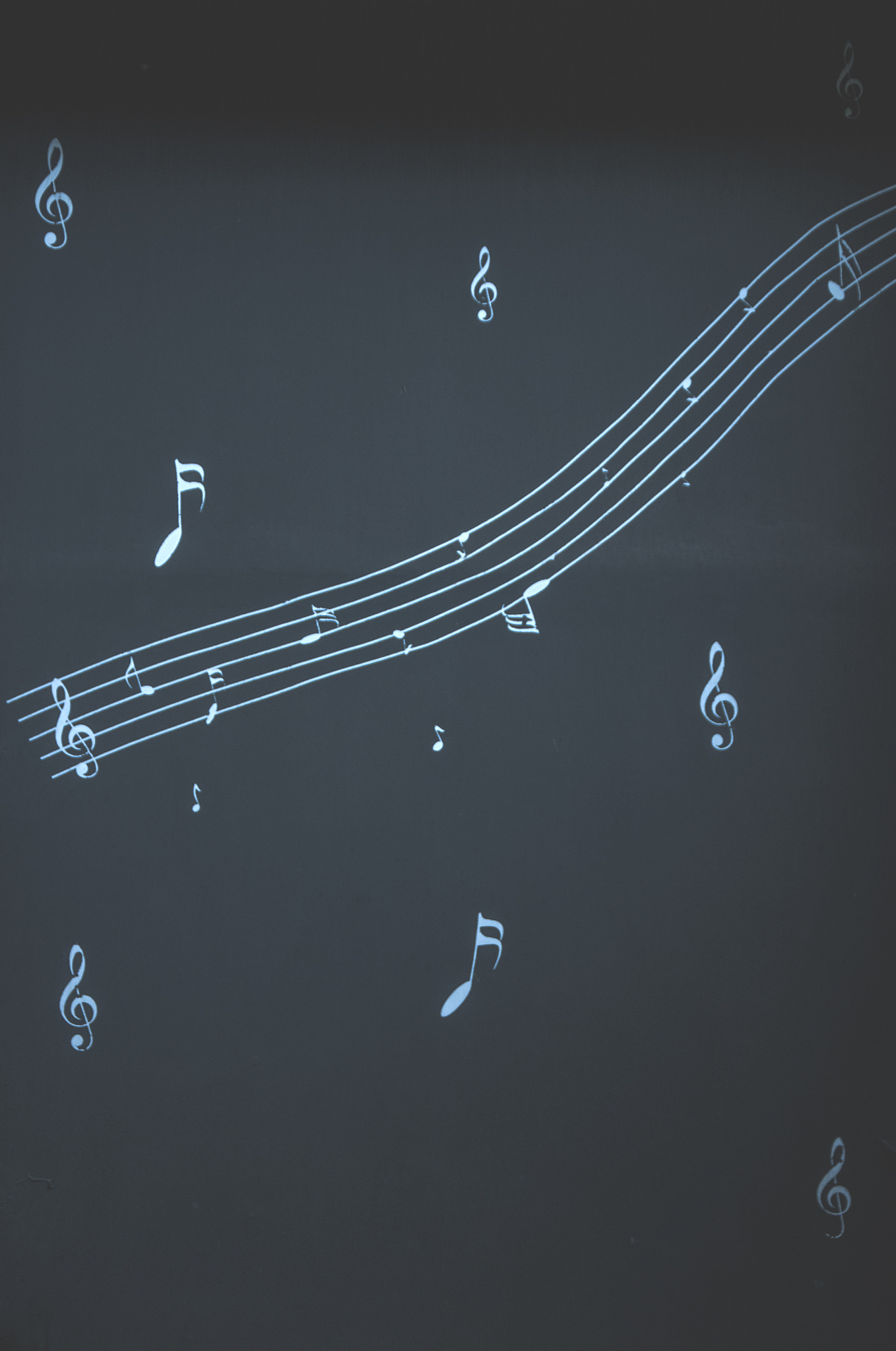 musical notes on wall.