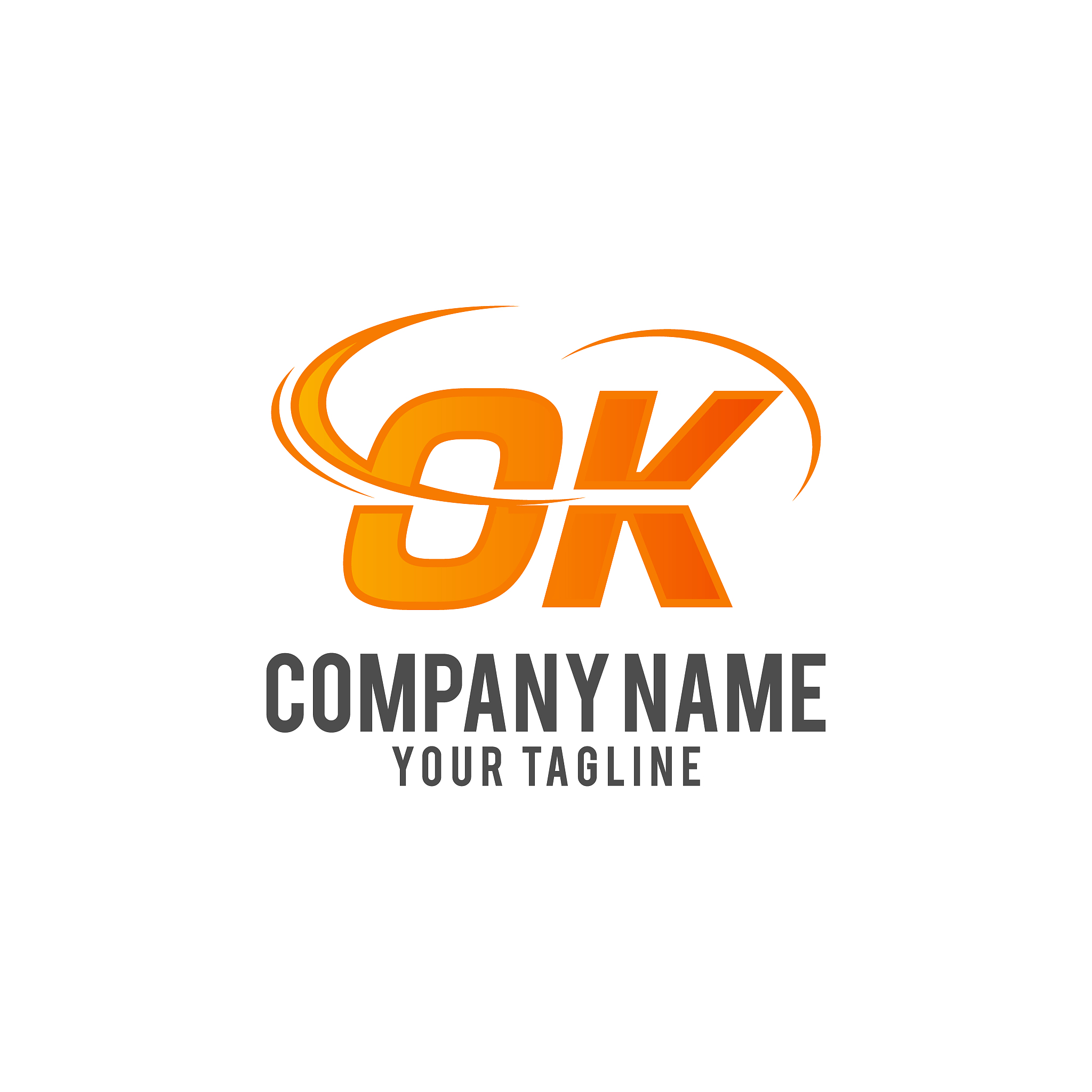 ok logo design vector template, alphabet letters monogram icon l