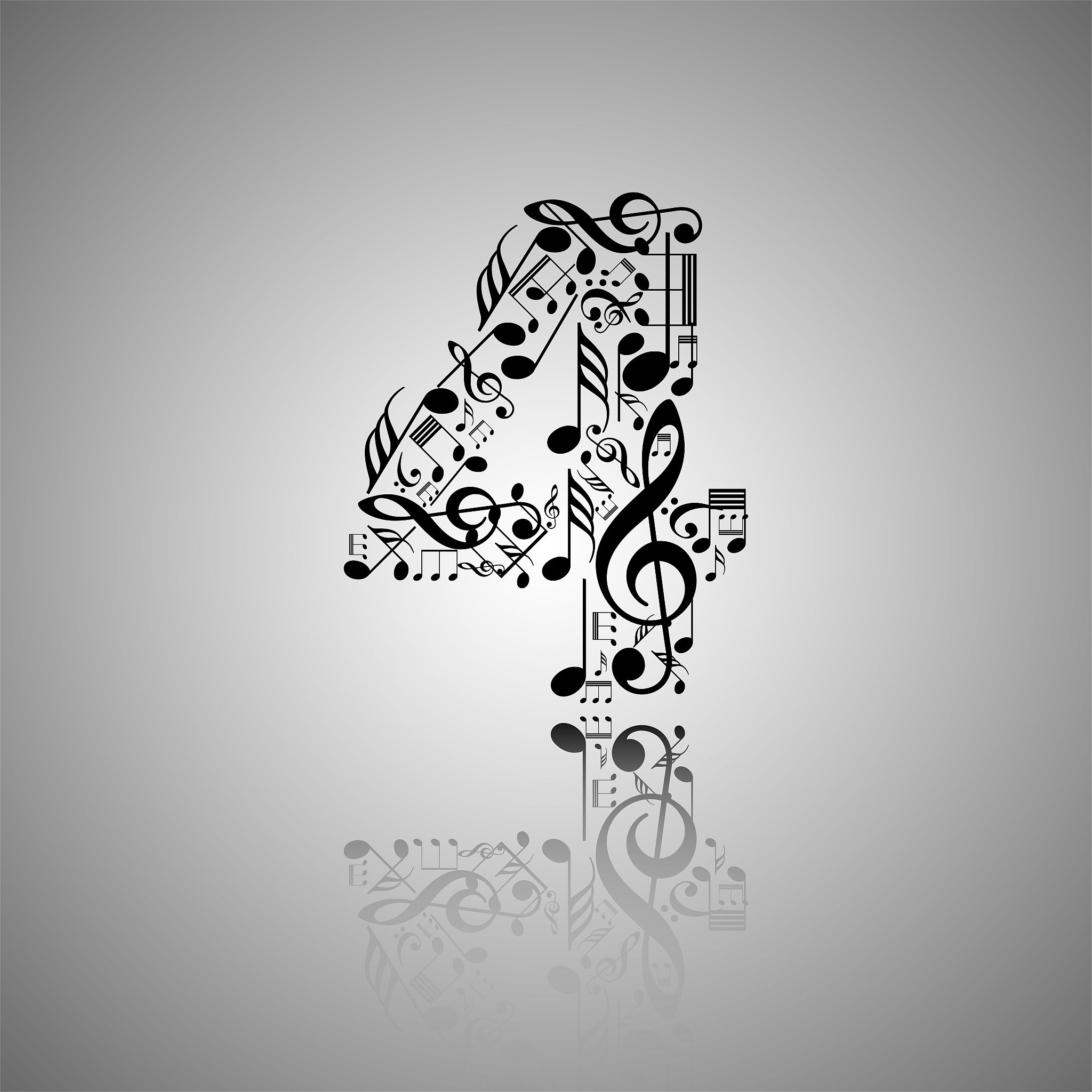 vector number 4 made from music notes, numbers collection made f
