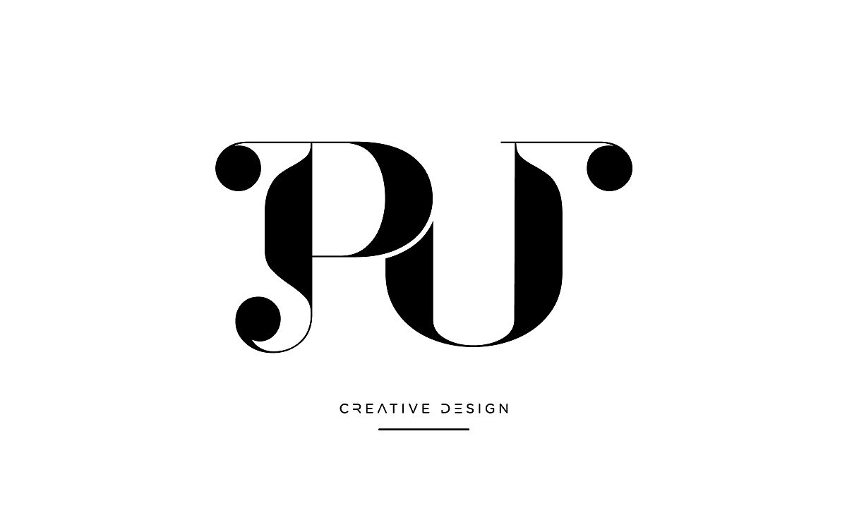 pu,向上字母字母抽象图标标志矢量组合