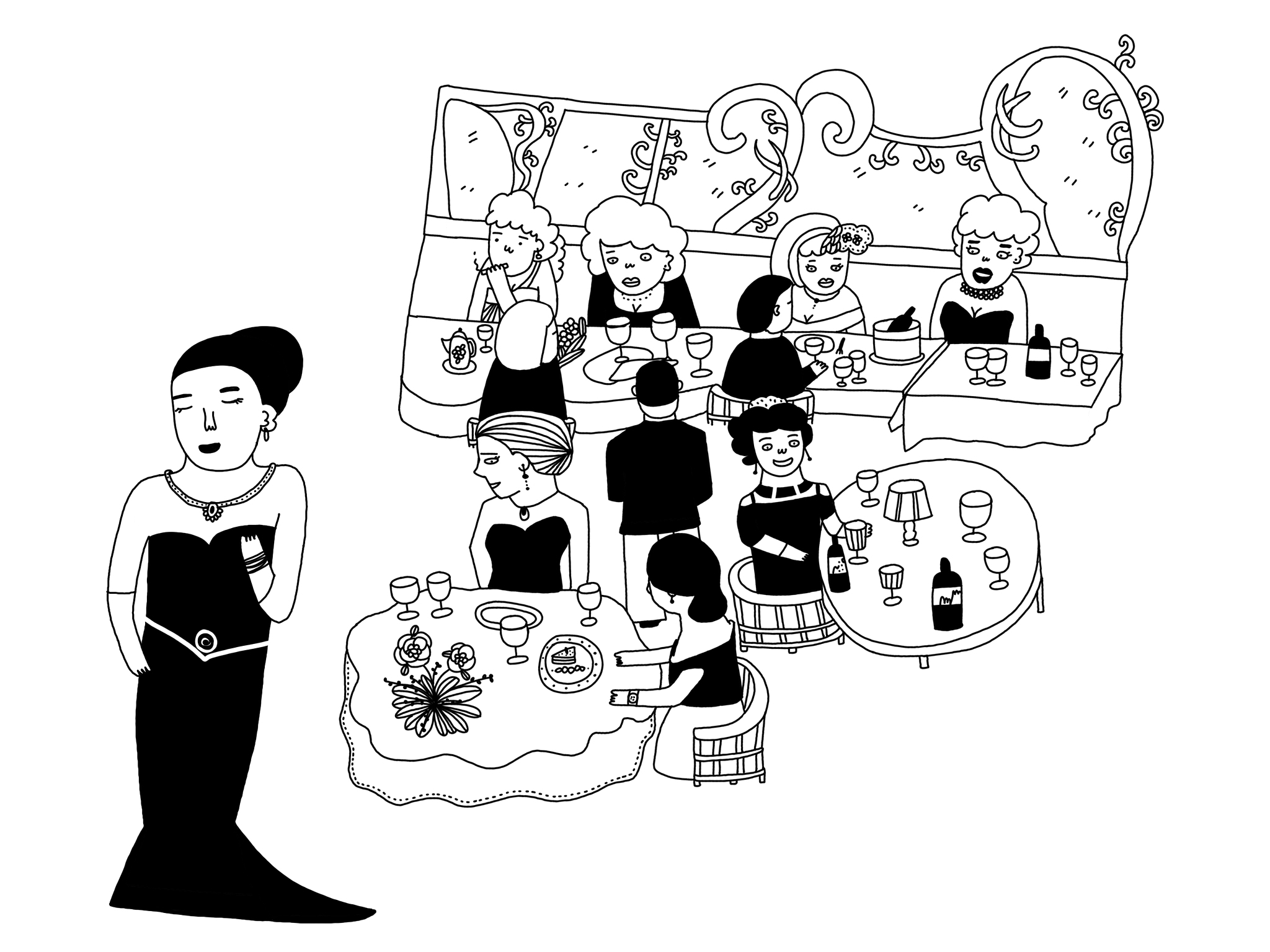 请用五条简短的提示短句来叙述一段四个人之间互有联系的比较混乱的关系要求四个人之间有具体的联系