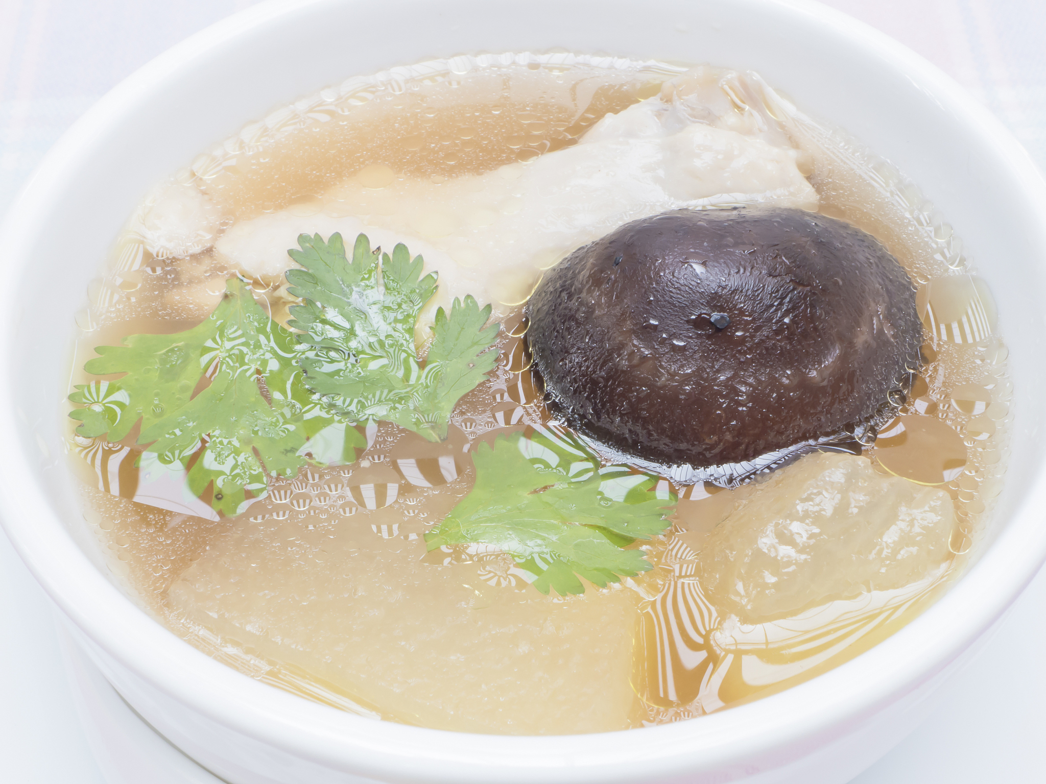 chinese soup chicken with gourd and mushroom