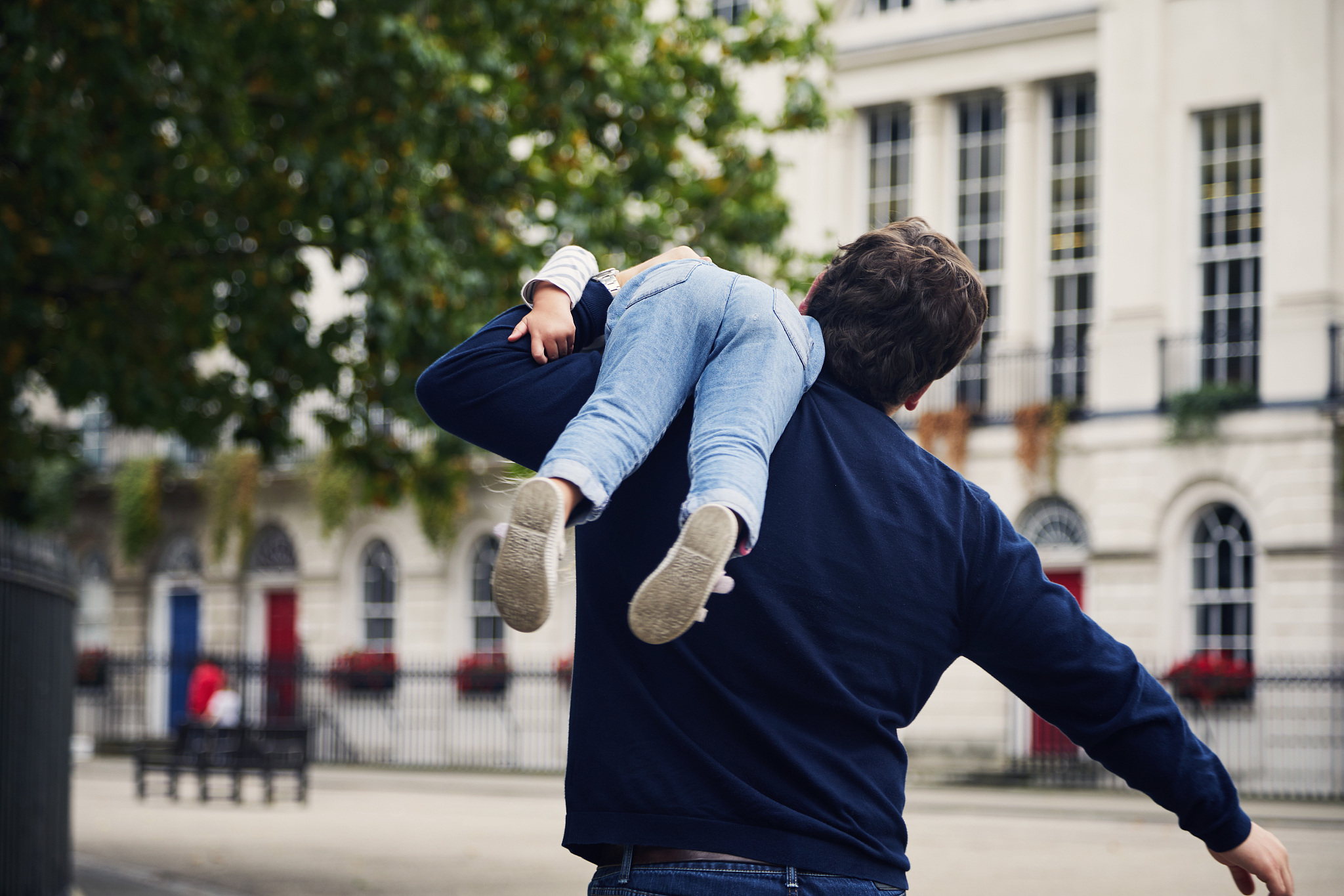 happy smiling father and daughter together