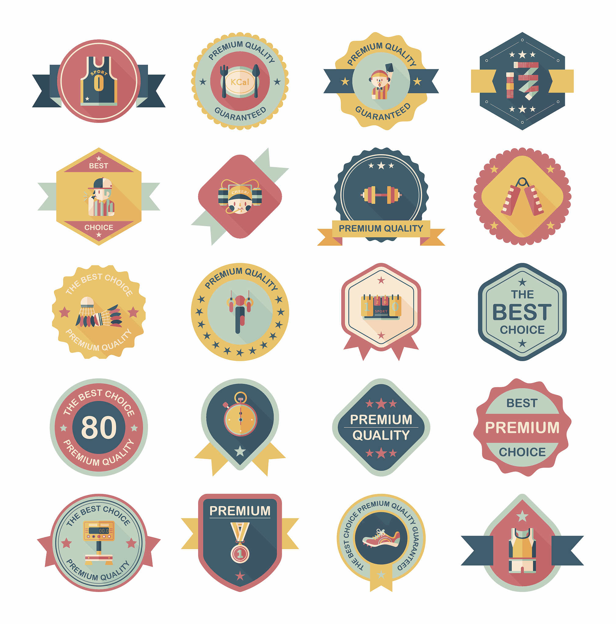 sport badge flat banner design background set, eps10