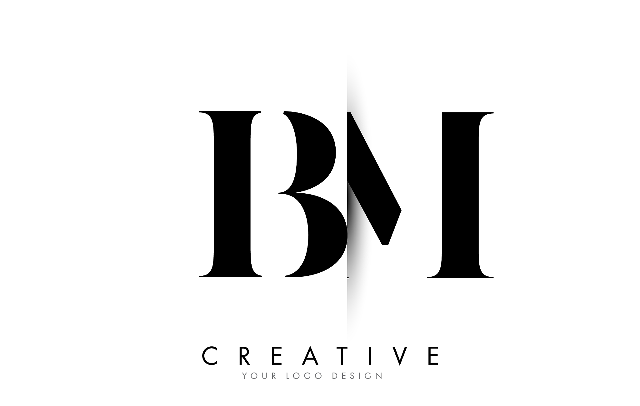 bm b m letter logo with creative shadow cut design
