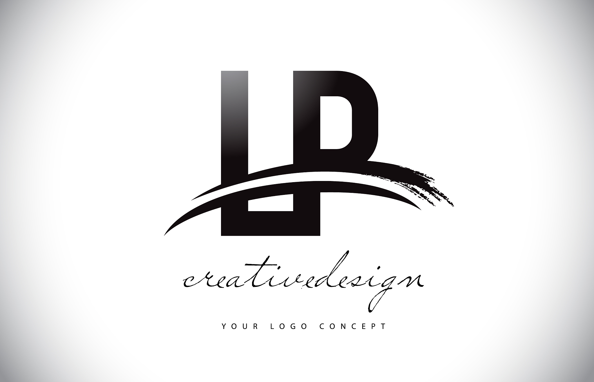 lp l p letter logo design with swoosh and black