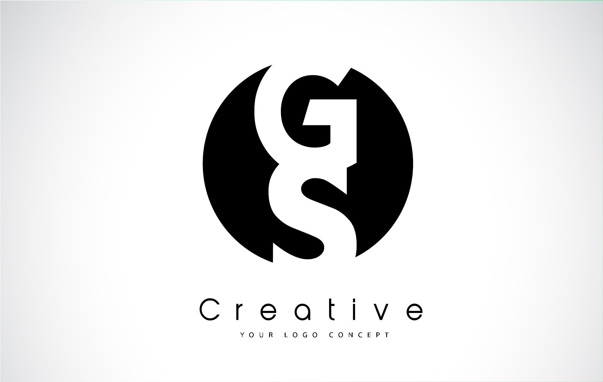 gs letter logo design inside a black circle