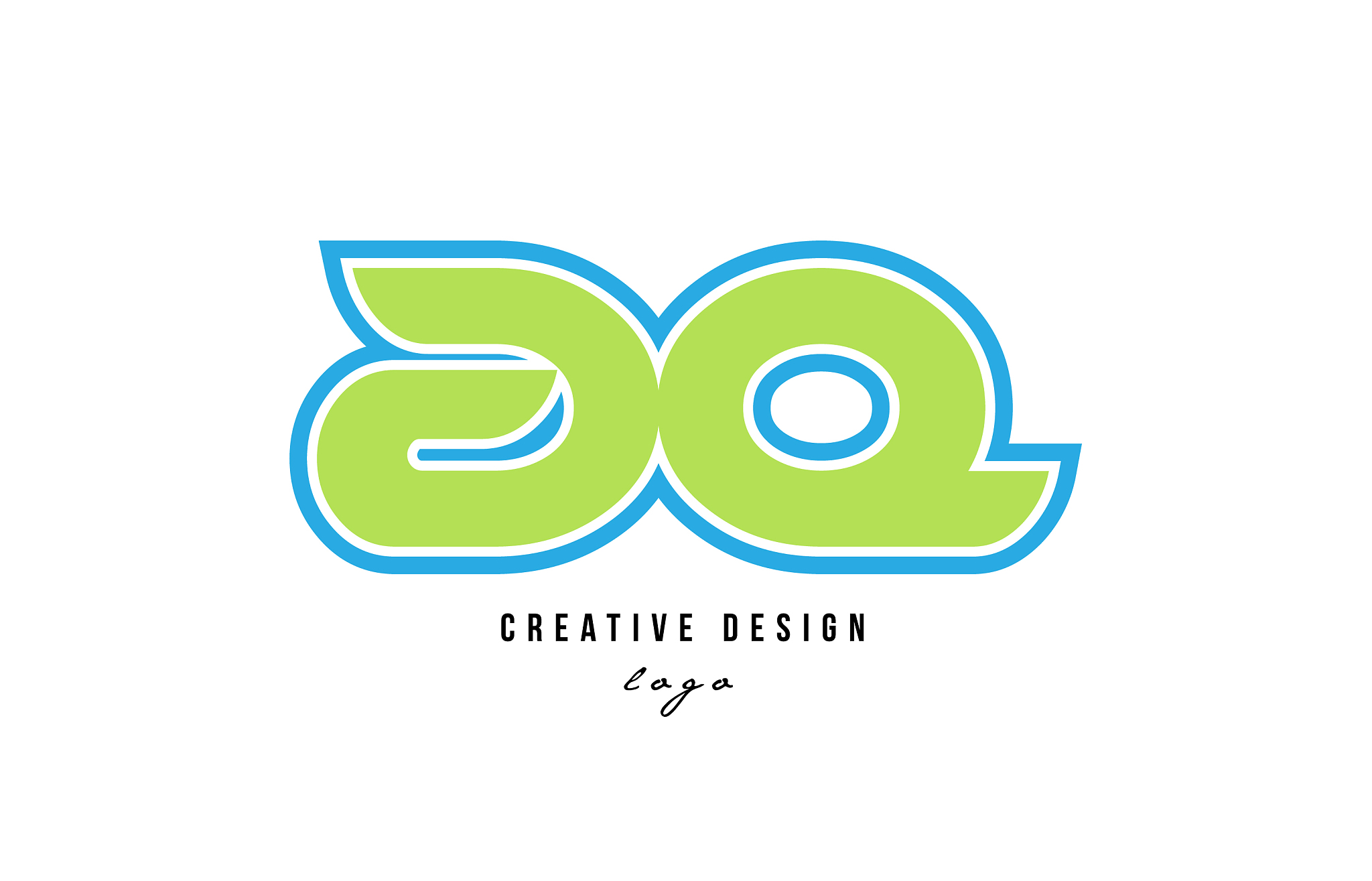 blue green alphabet letter aq a q logo icon design