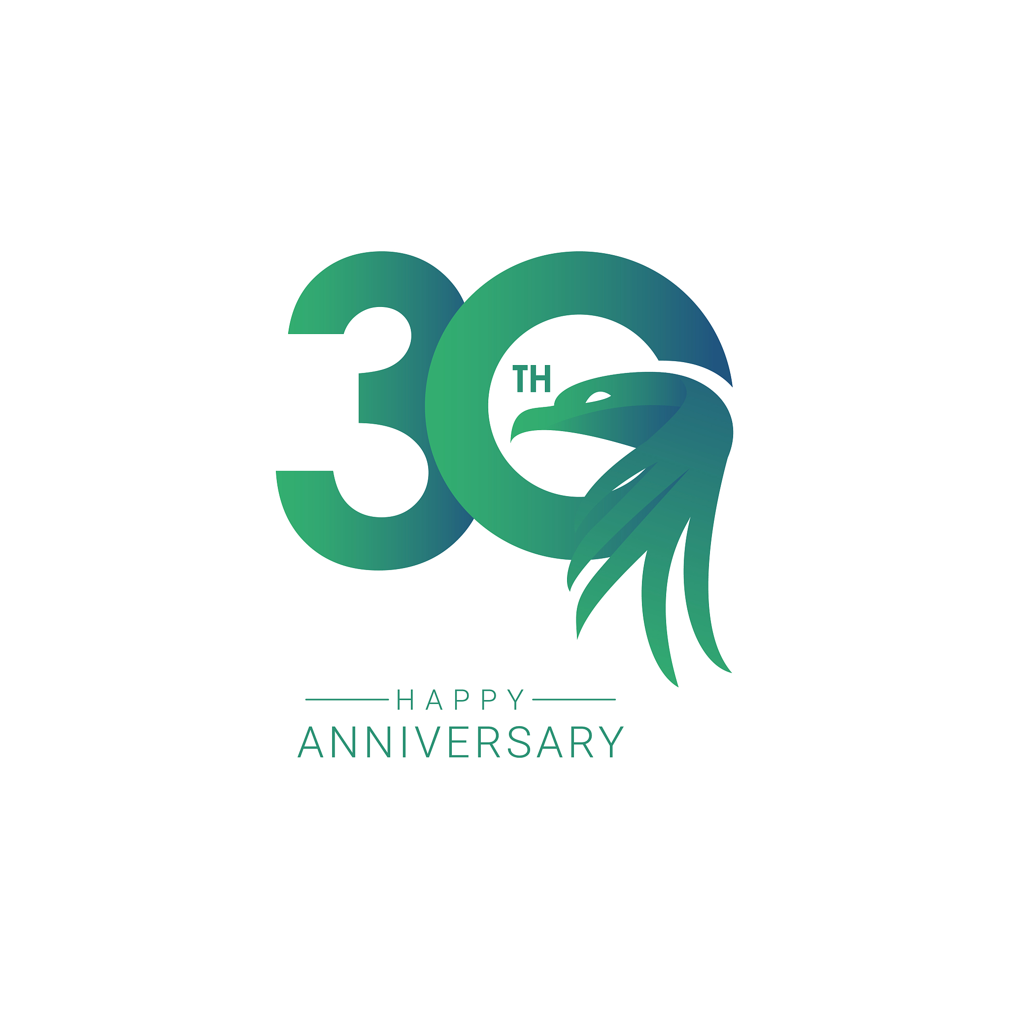 30 th anniversary bird model vector template design illustration