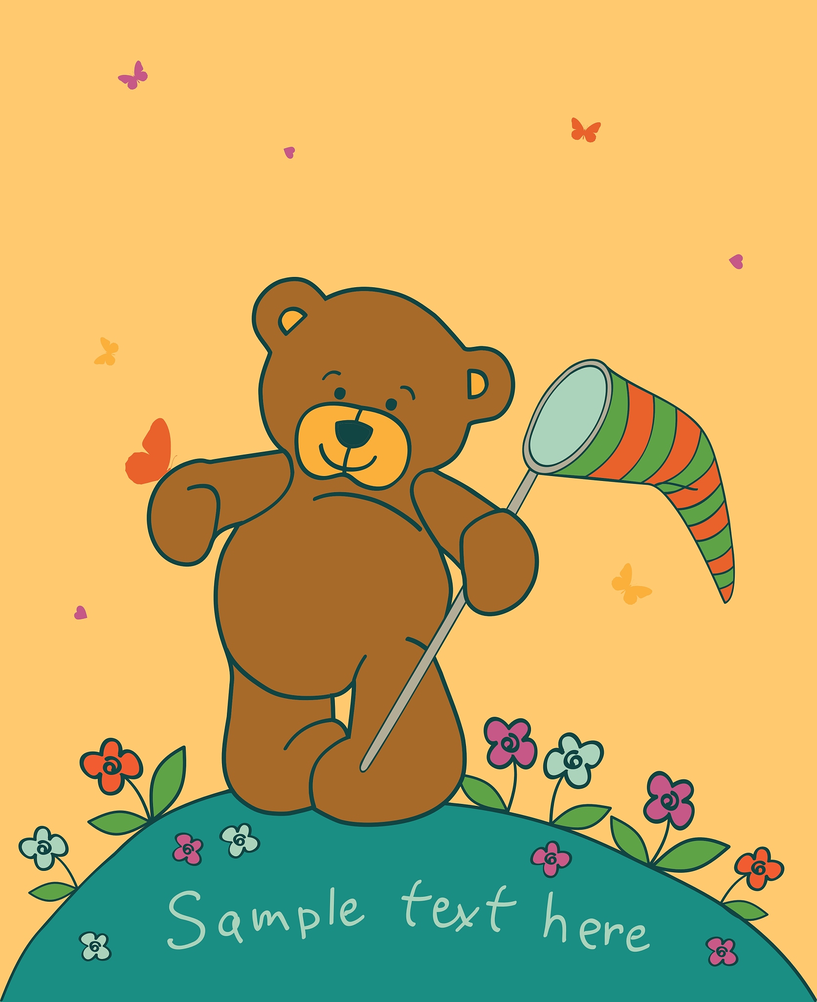 治愈系图片文案：小熊的温暖陪伴