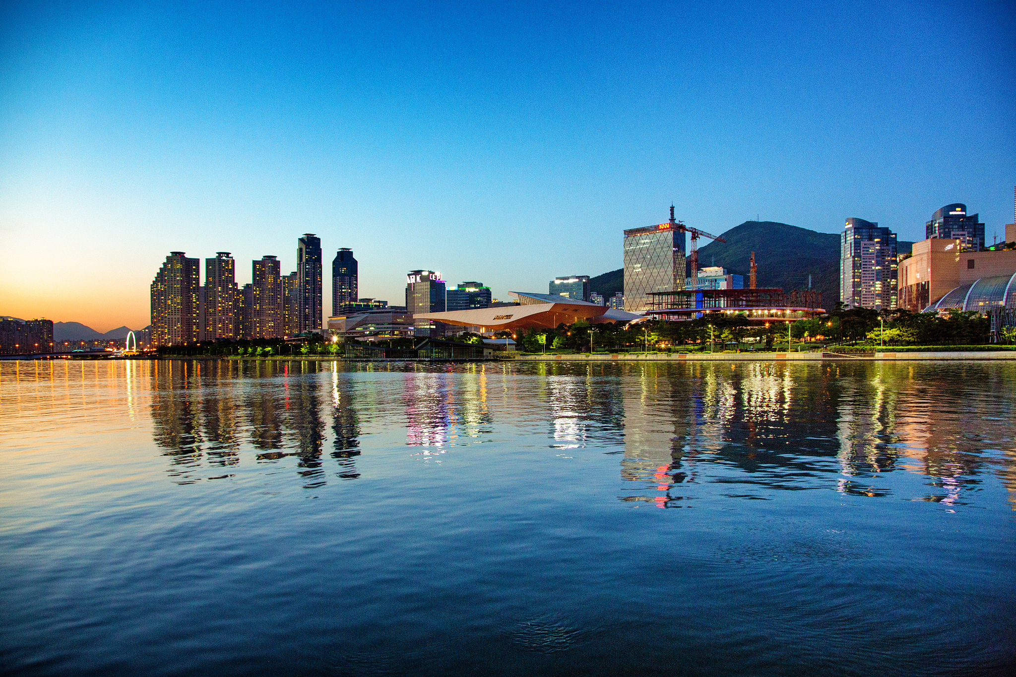 busan centium city area at dusk