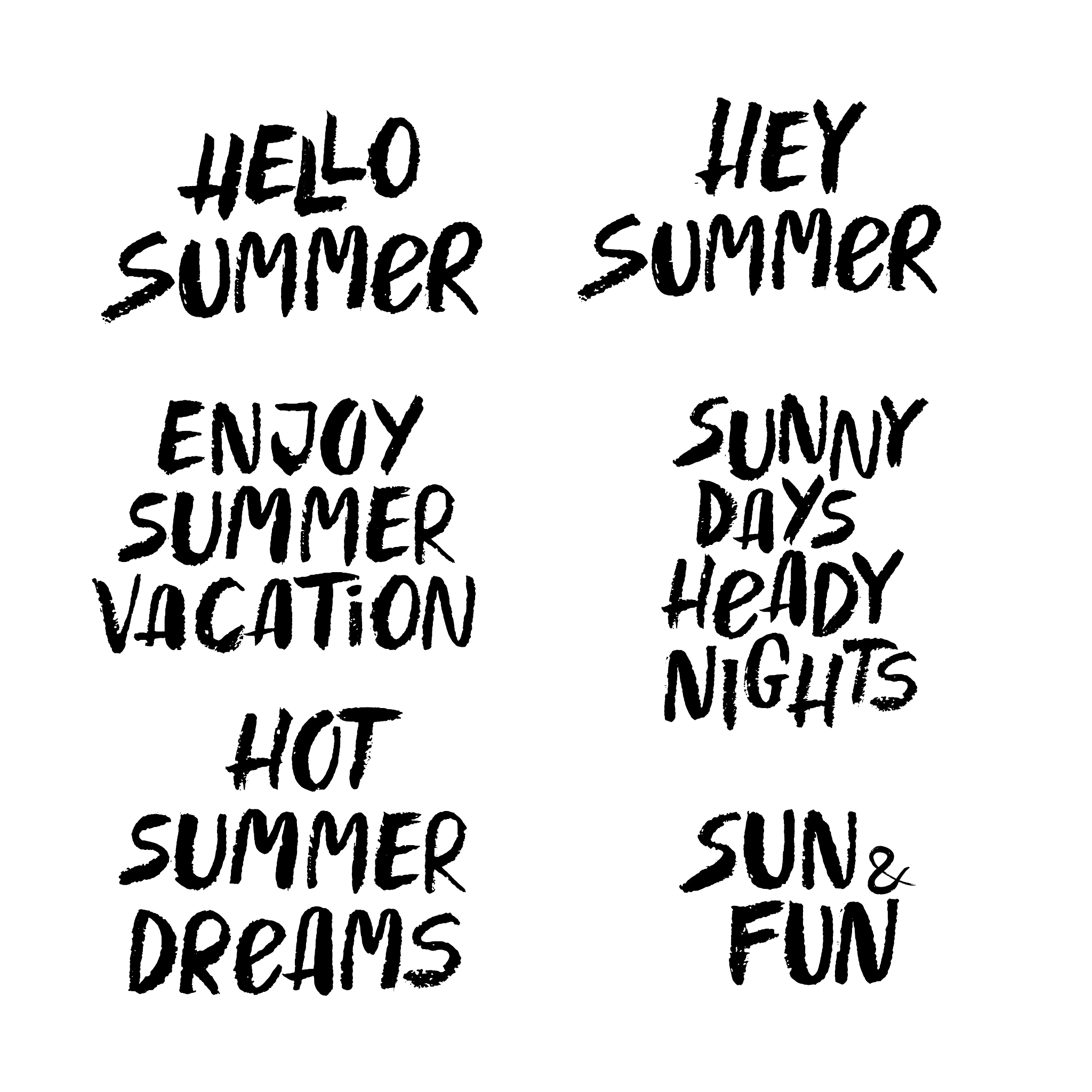 hand drawn set of summer lettering