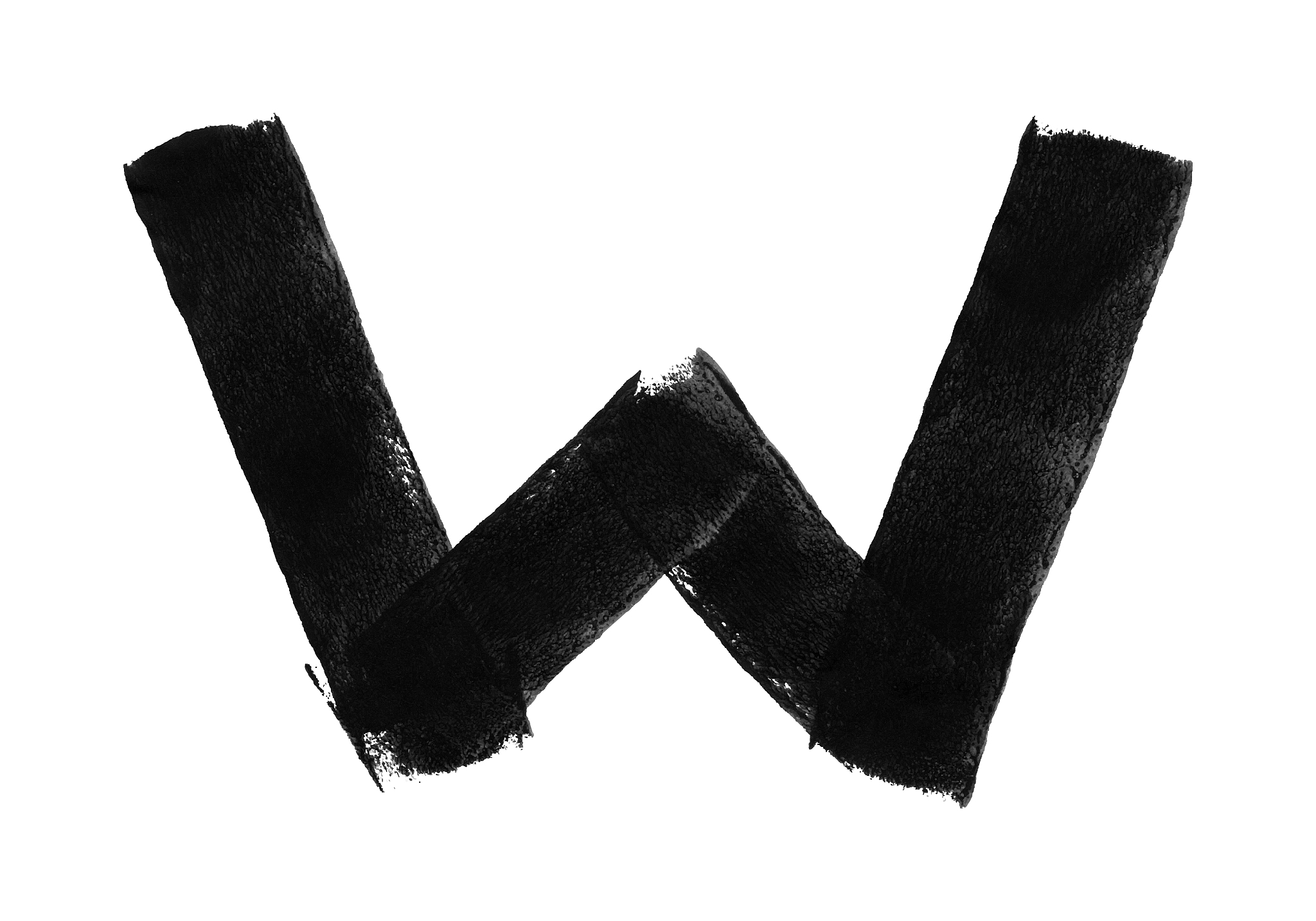 wide sloppy letter w created by four straight lines painted by h