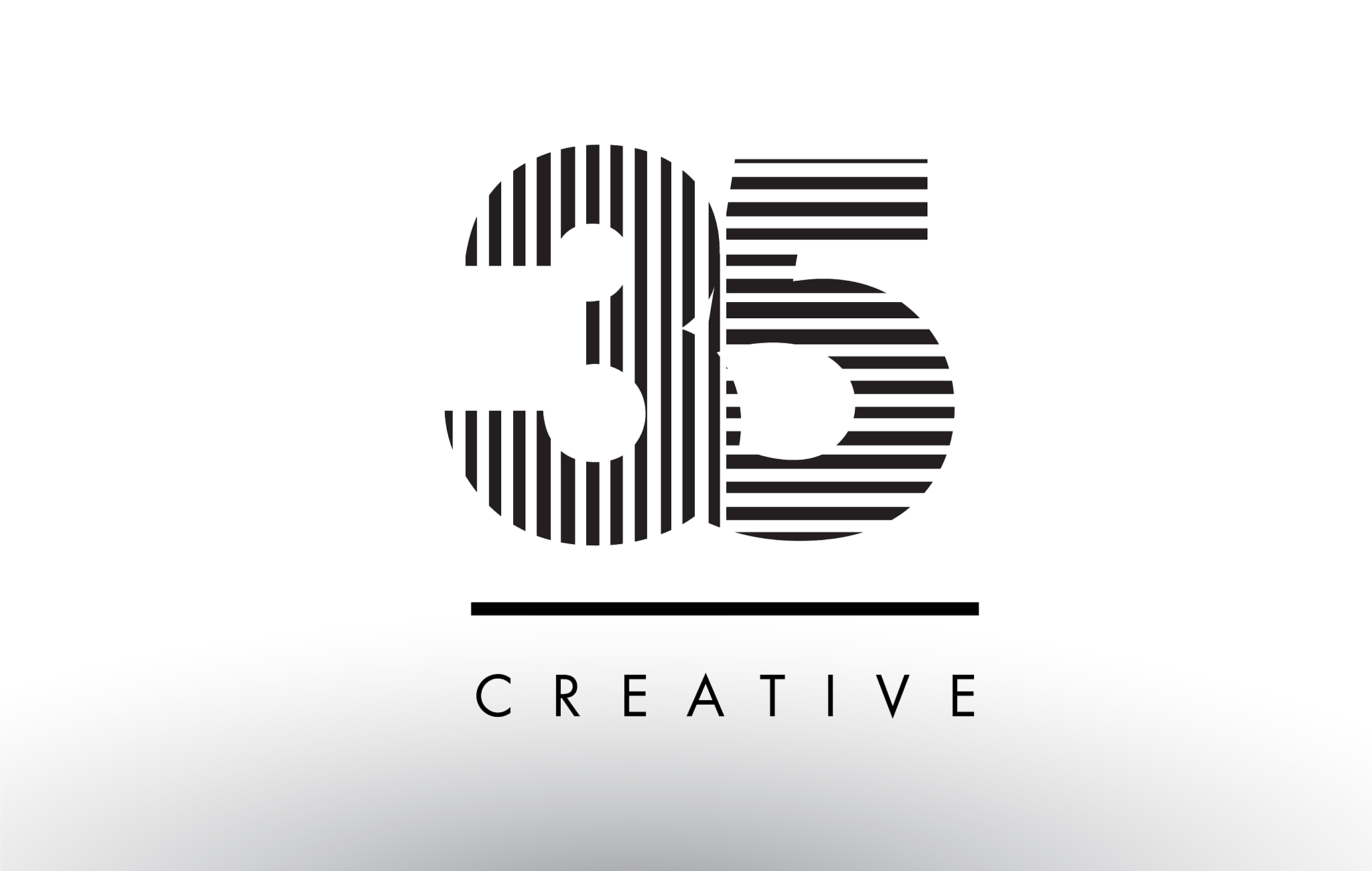 35 black and white lines number logo design