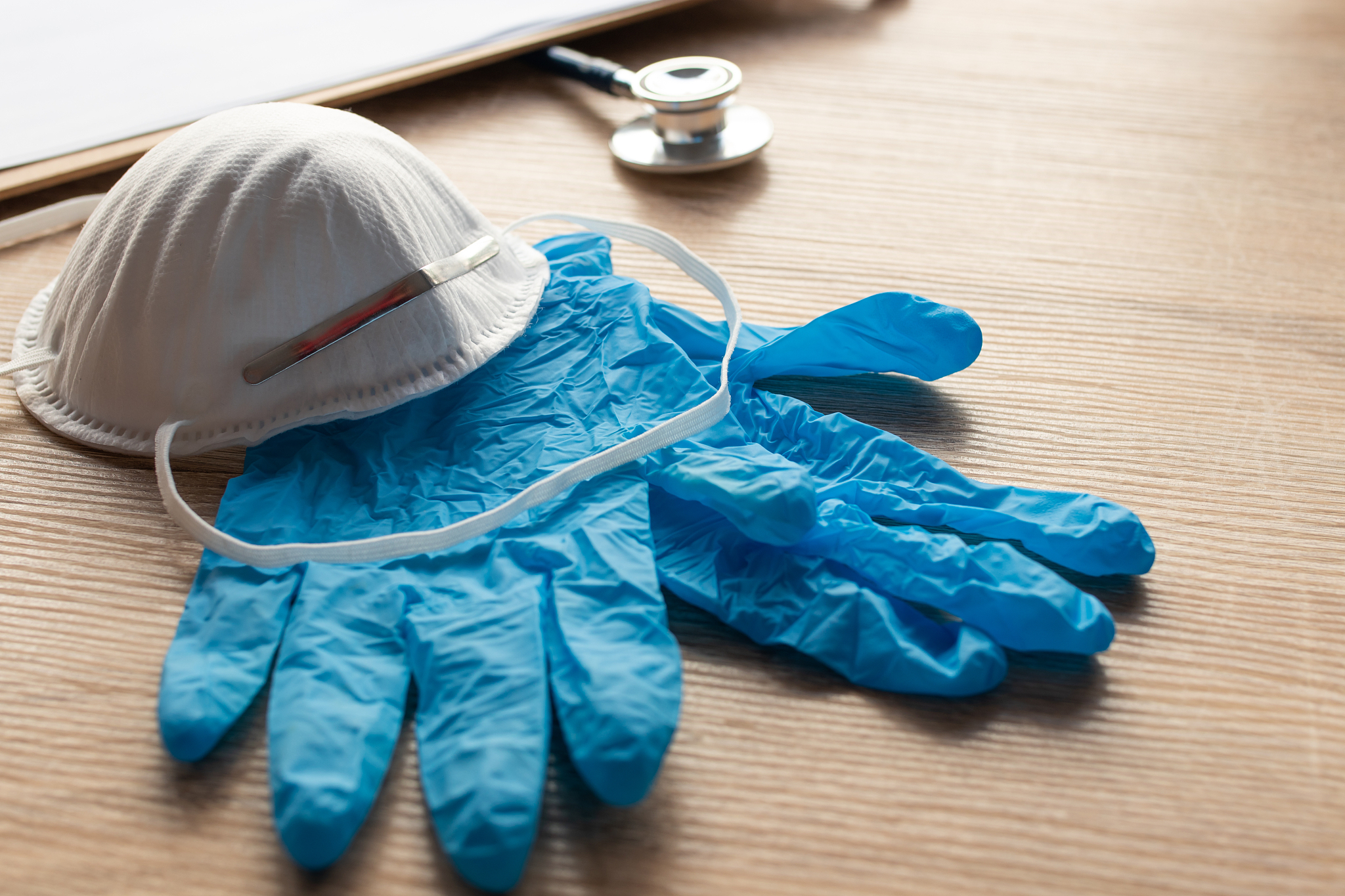 sanitary protection material, gloves and mask