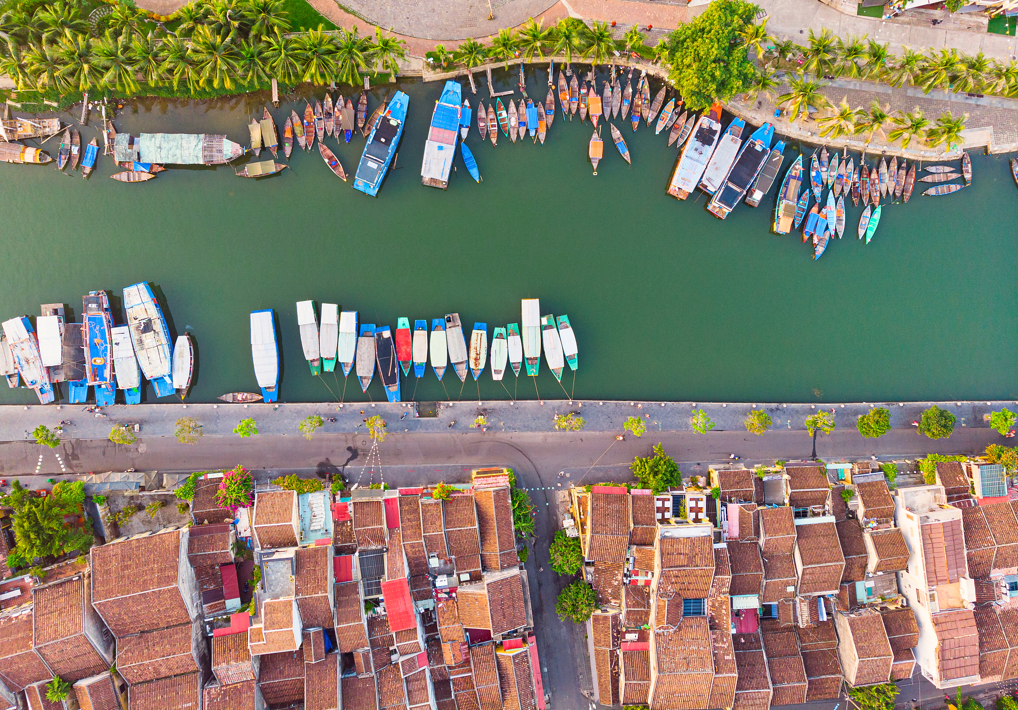 aerial view of hoi an ancient town in vietnam.