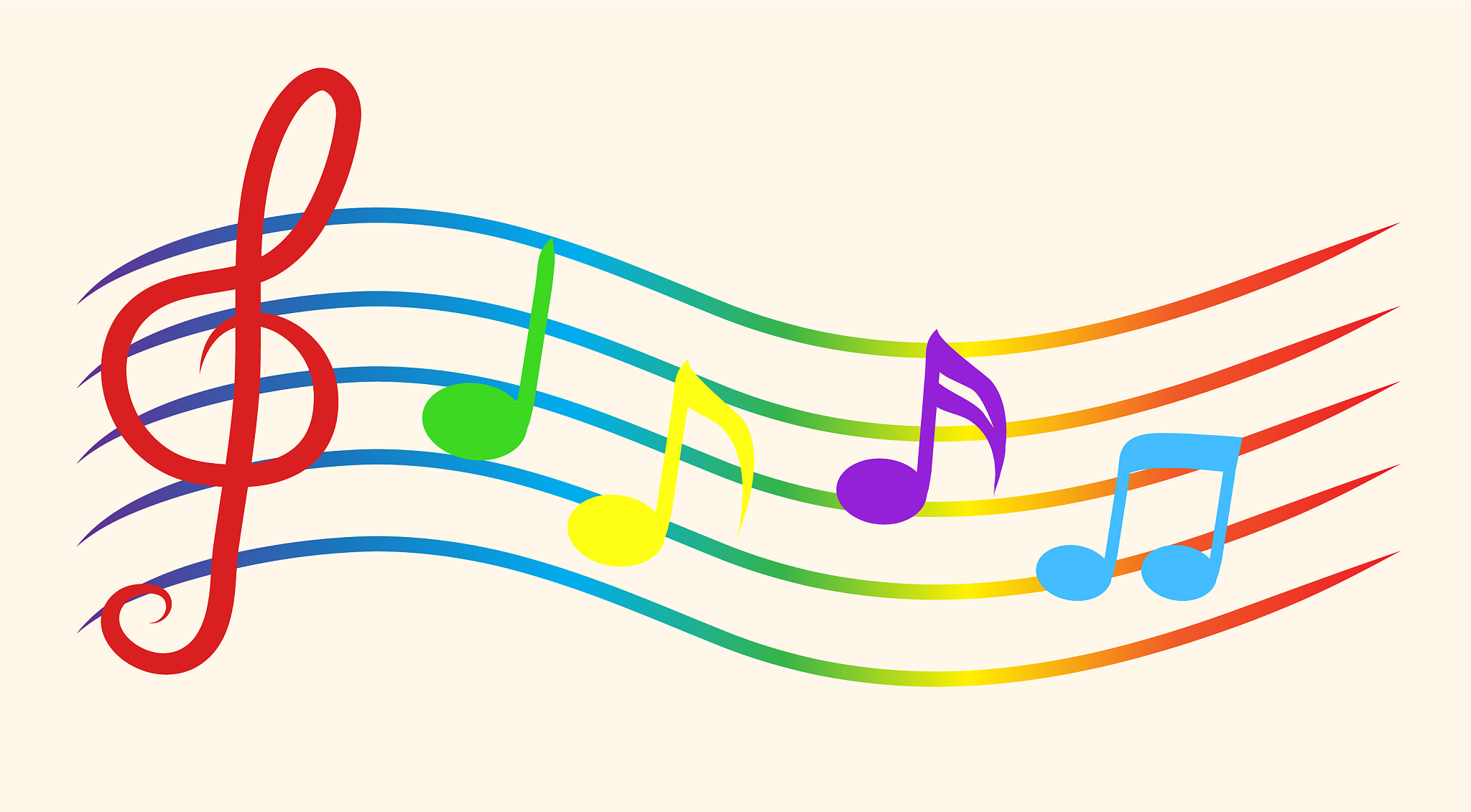 color music notes on staves