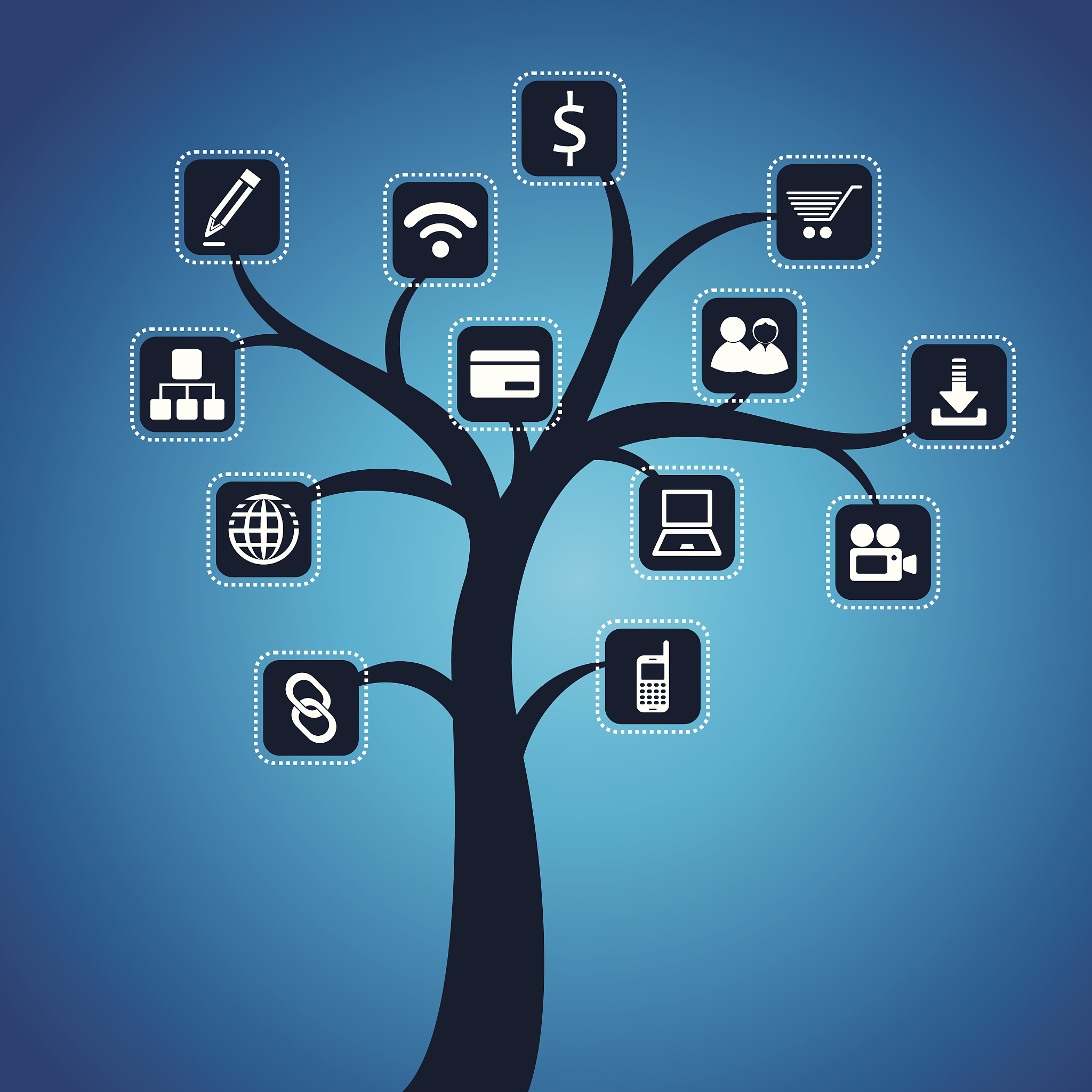 social media icon tree