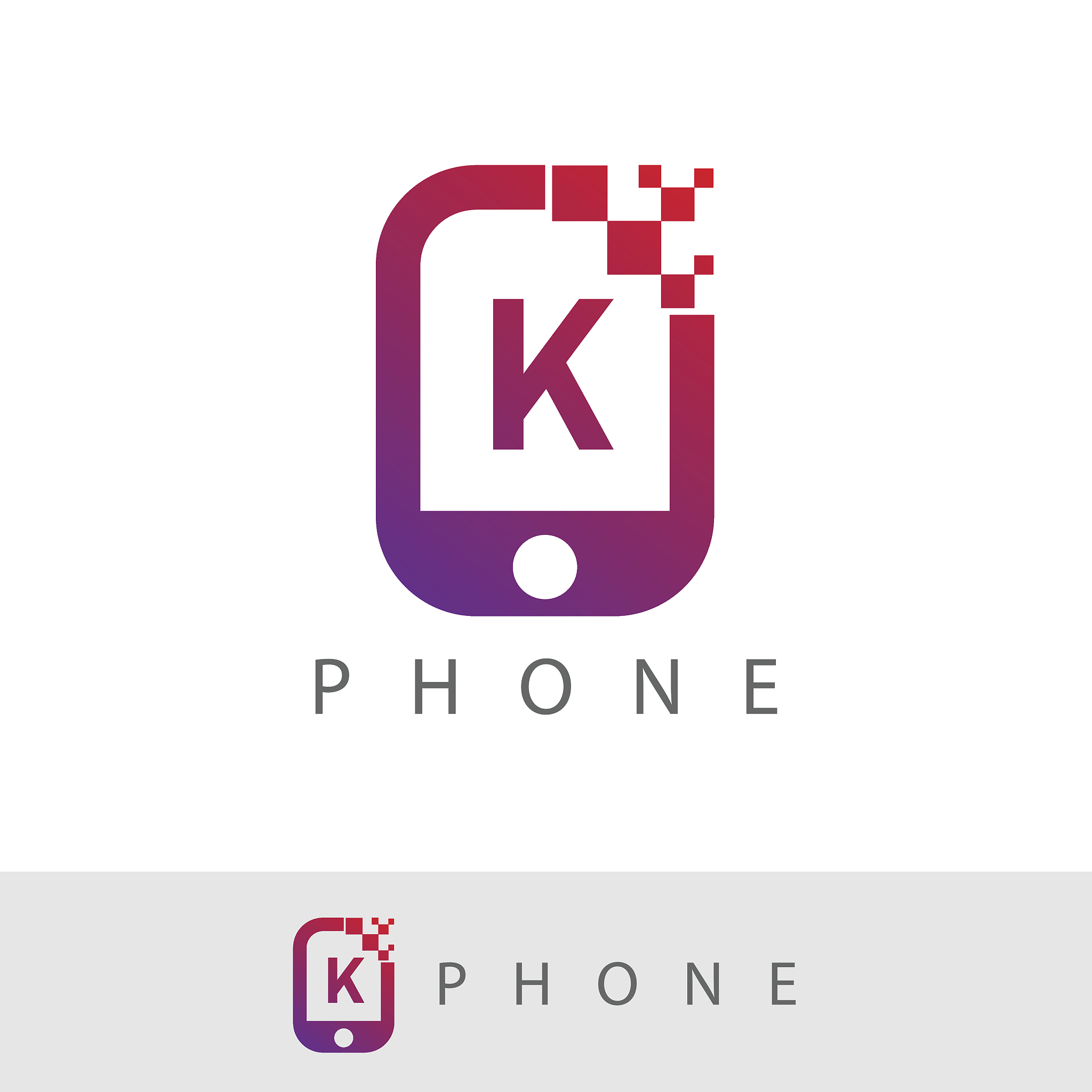 phone pixel initial letter k icon design